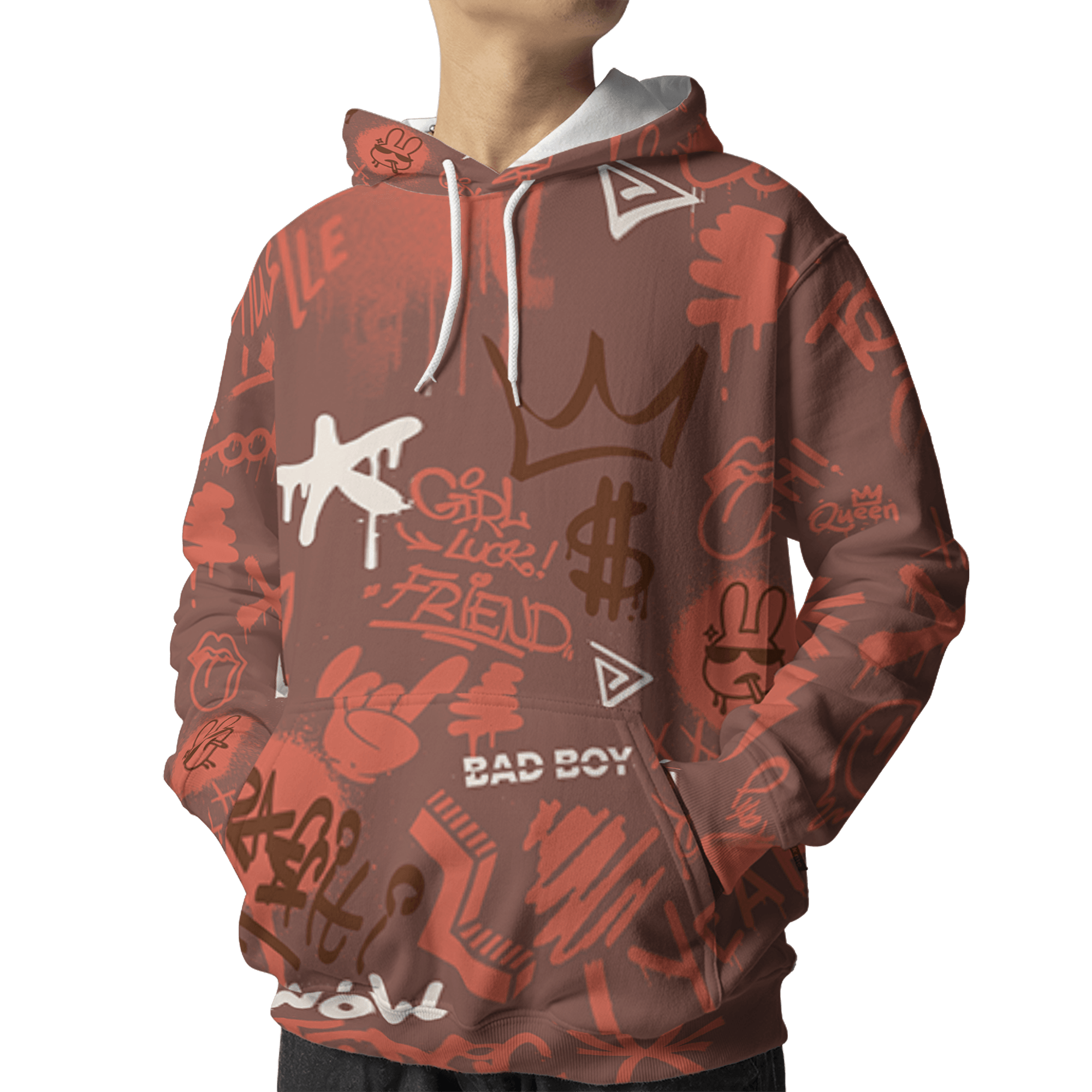 High OG Dusted Clay 1s Hoodie Match Graffiti King 3D All-Over Print Doodle Style - NastyJamz