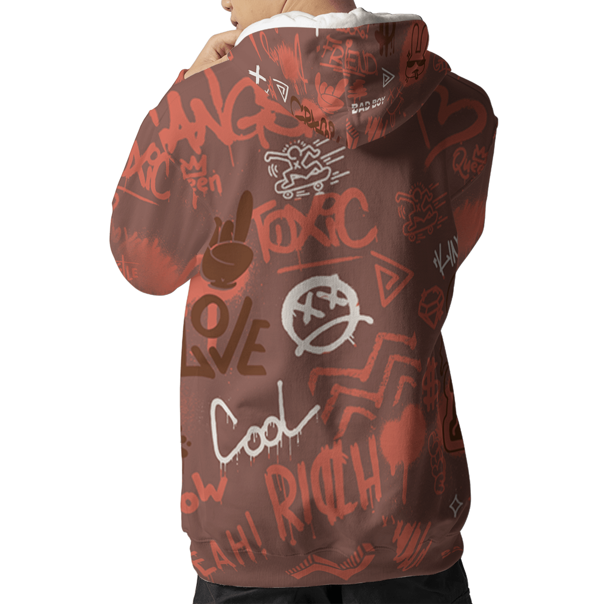 High OG Dusted Clay 1s Hoodie Match Graffiti King 3D All-Over Print Doodle Style - NastyJamz