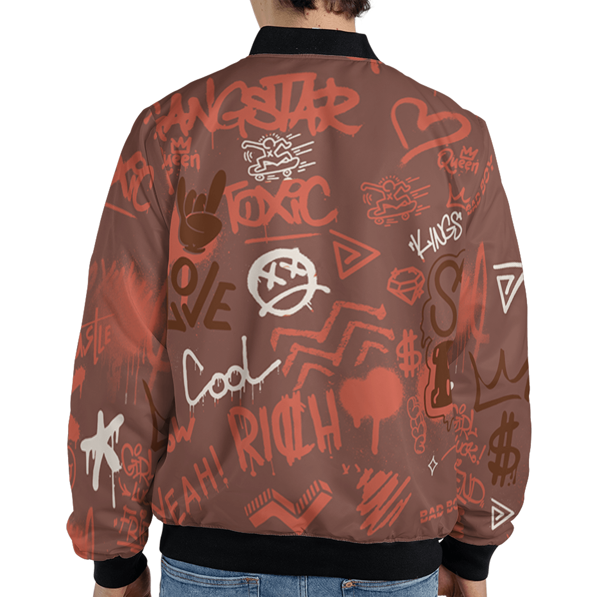 High OG Dusted Clay 1s Jacket Match Graffiti King 3D All-Over Print Doodle Style - NastyJamz