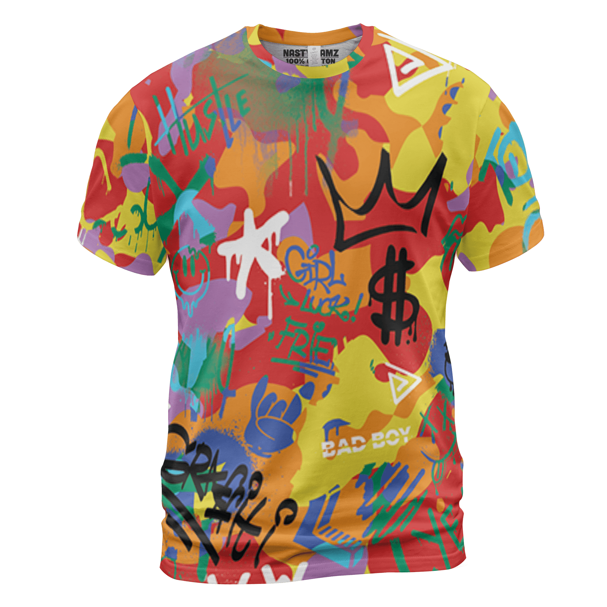 Mid GS Six Championships 1s T Shirt Match Graffiti King 3D All-Over Print Doodle Style - NastyJamz