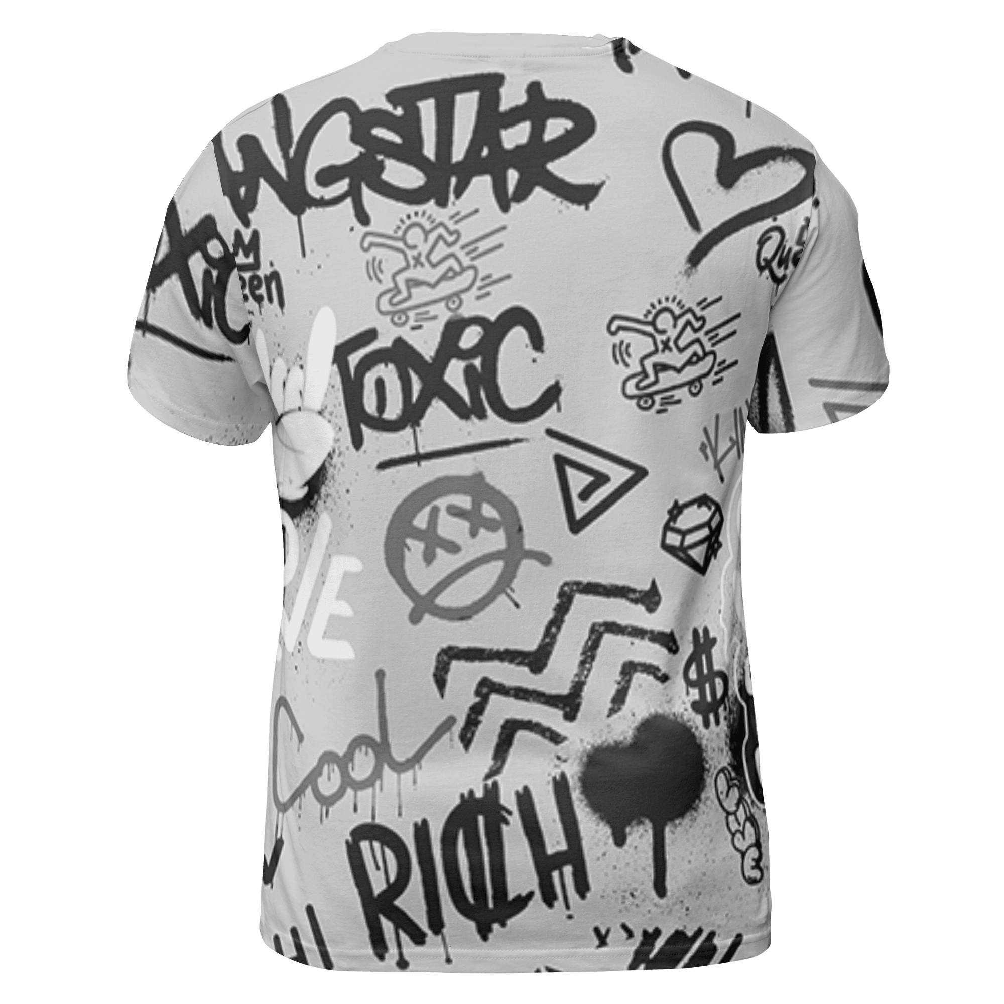 Retro High OG Black White 1s T Shirt Match Graffiti King 3D All-Over Print Doodle Style - NastyJamz