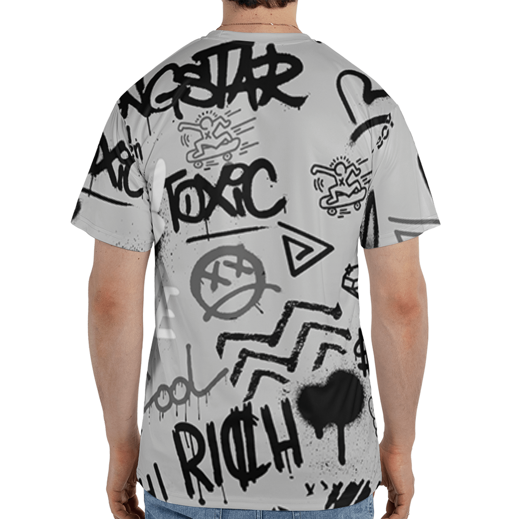 Retro High OG Black White 1s T Shirt Match Graffiti King 3D All-Over Print Doodle Style - NastyJamz