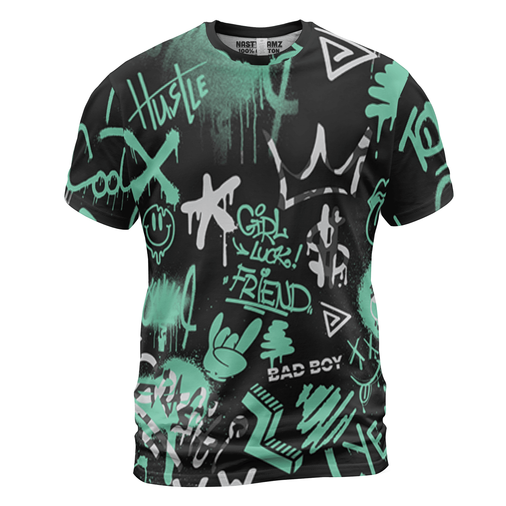Green Glow 3s T Shirt Match Graffiti King 3D All-Over Print Doodle Style - NastyJamz