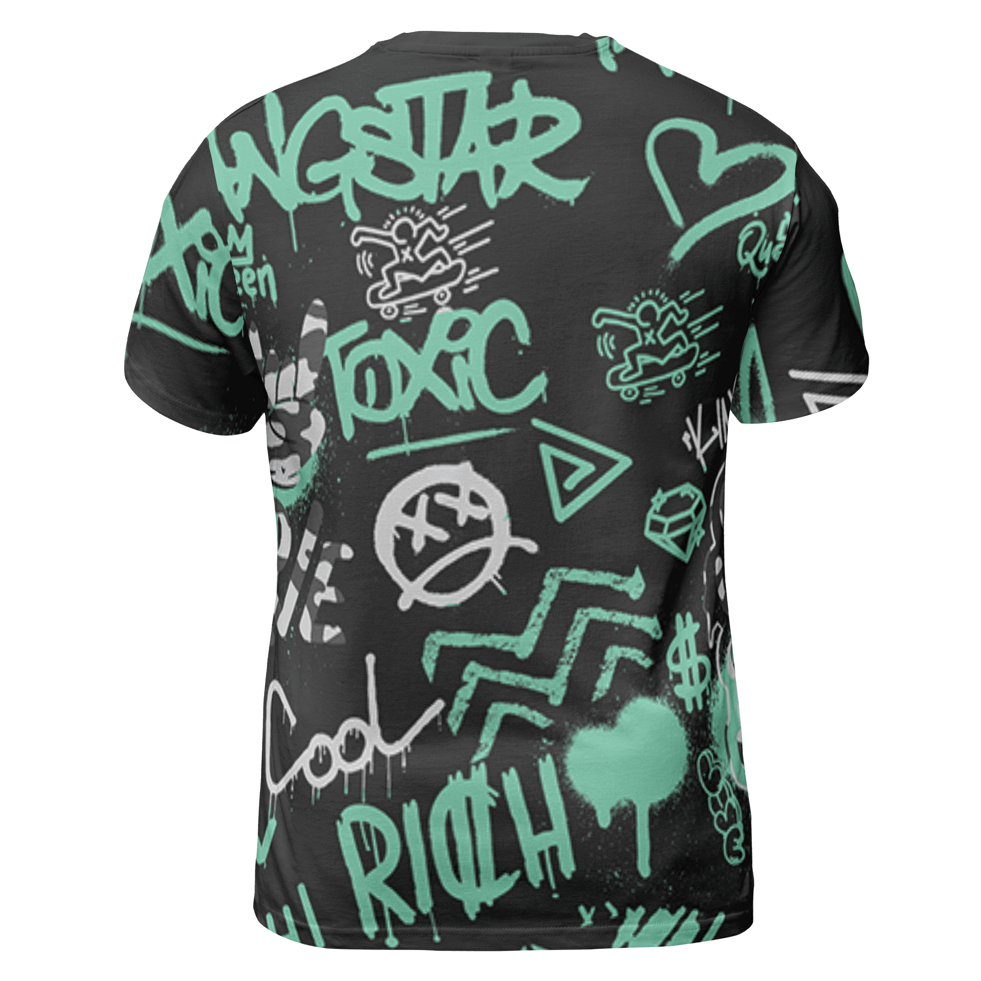 Green Glow 3s T Shirt Match Graffiti King 3D All-Over Print Doodle Style - NastyJamz