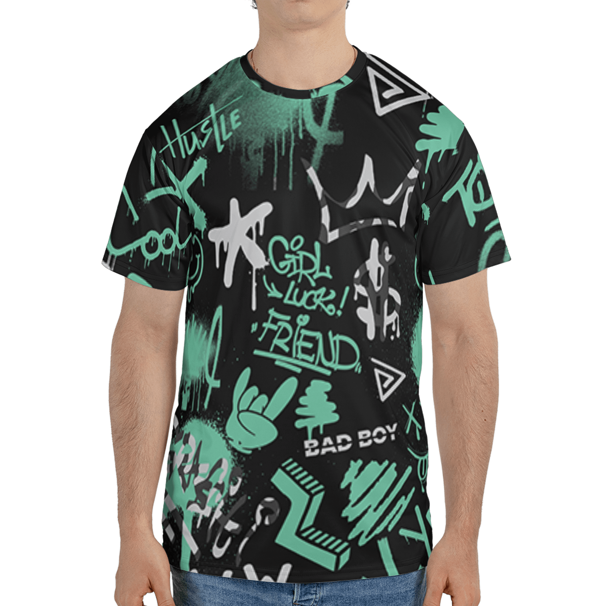 Green Glow 3s T Shirt Match Graffiti King 3D All-Over Print Doodle Style - NastyJamz