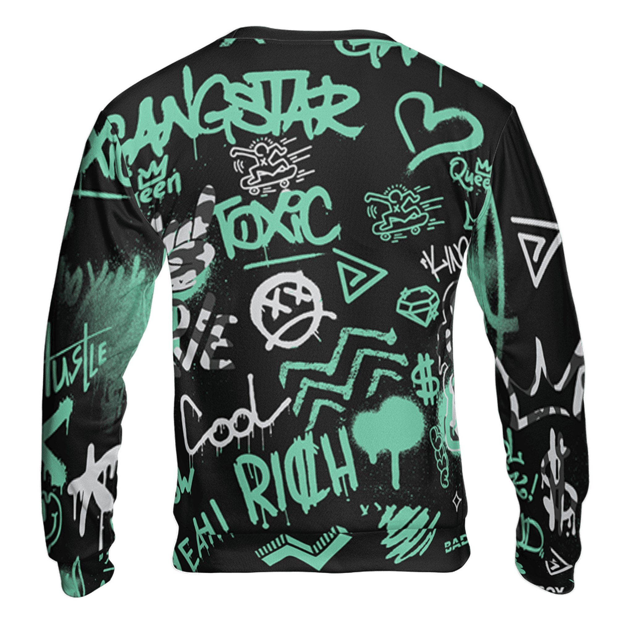 Green Glow 3s Sweatshirt Match Graffiti King 3D All-Over Print Doodle Style - NastyJamz