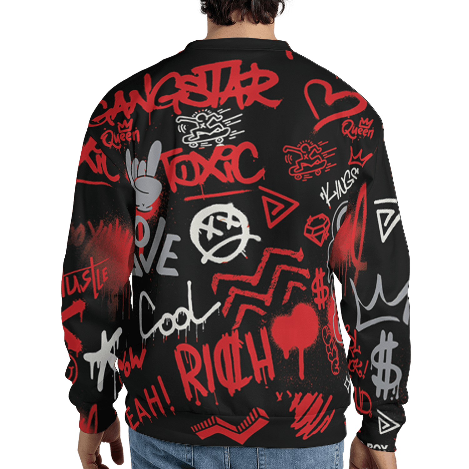 Bred Reimagined 4s Sweatshirt Match Graffiti King 3D All-Over Print Doodle Style - NastyJamz
