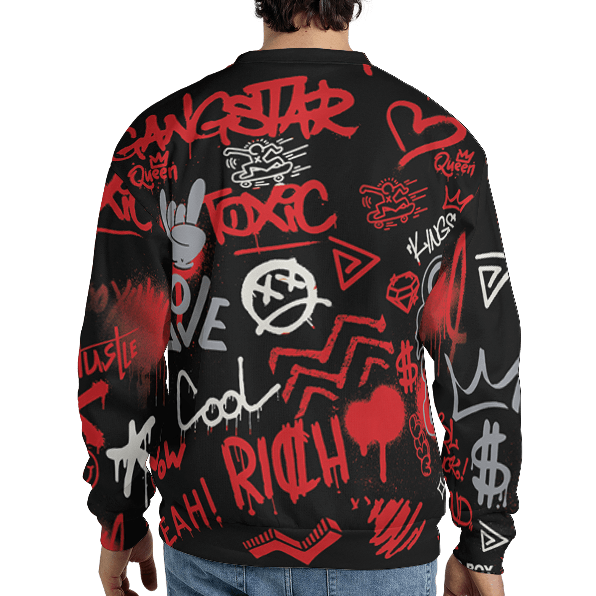Bred Reimagined 4s Sweatshirt Match Graffiti King 3D All-Over Print Doodle Style - NastyJamz