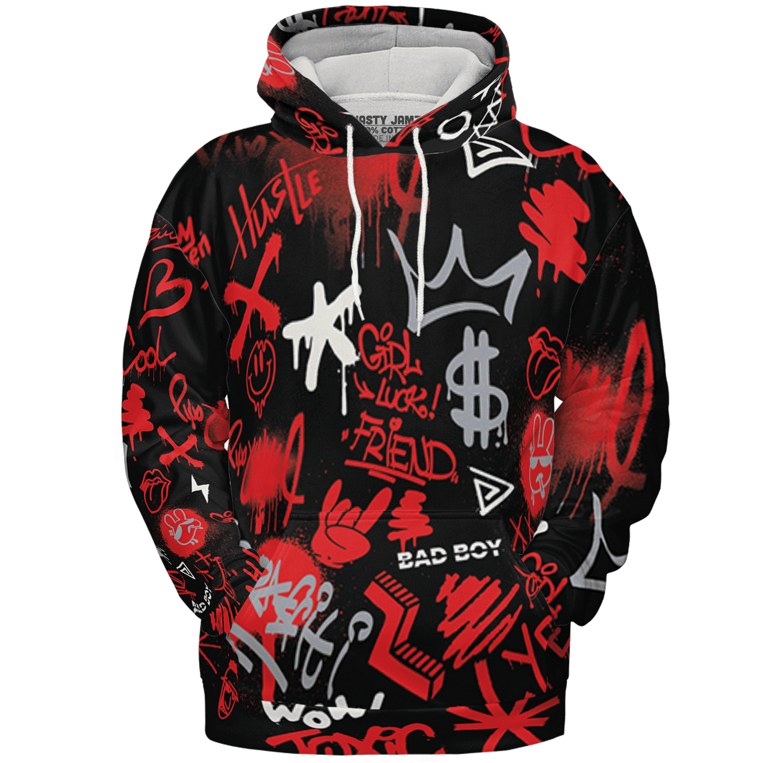 Bred Reimagined 4s Hoodie Match Graffiti King 3D All-Over Print Doodle Style - NastyJamz