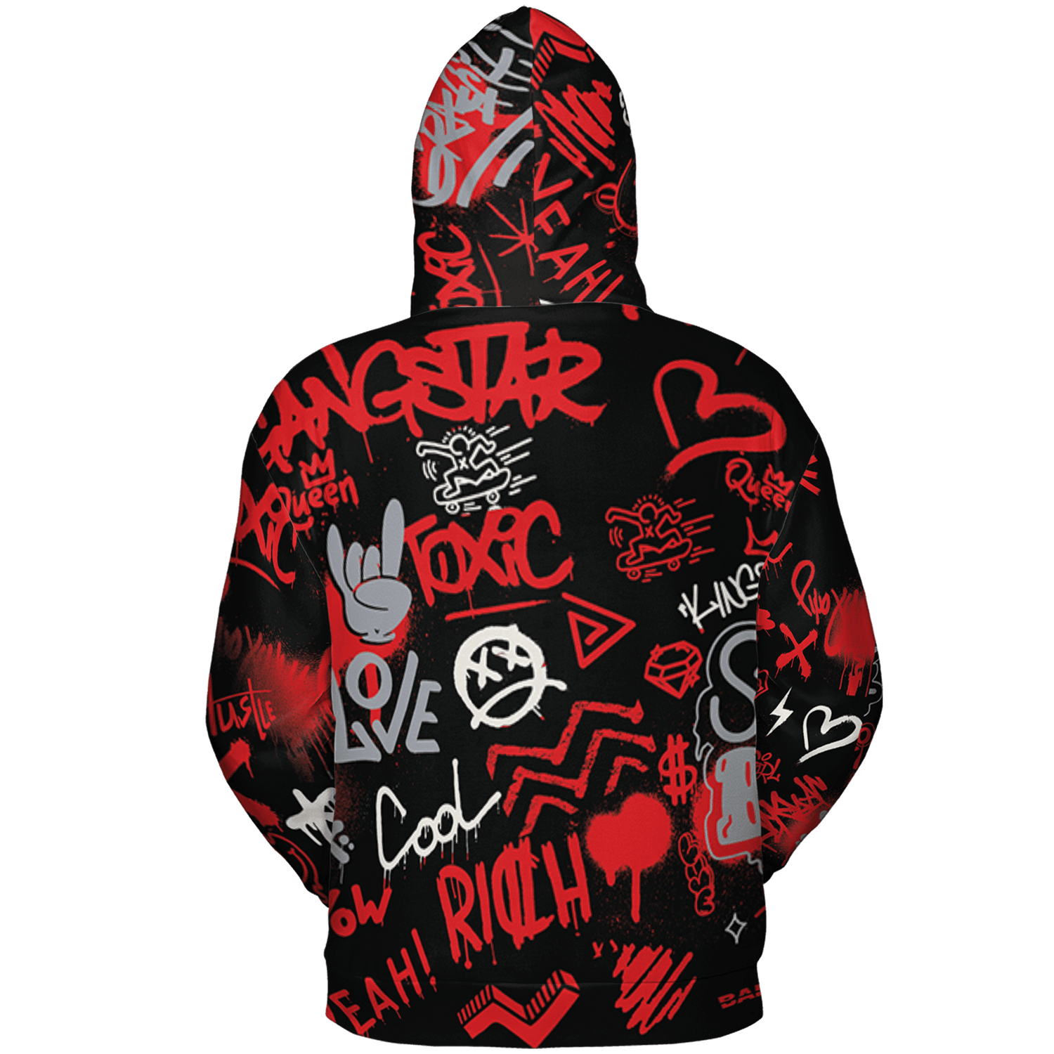 Bred Reimagined 4s Hoodie Match Graffiti King 3D All-Over Print Doodle Style - NastyJamz