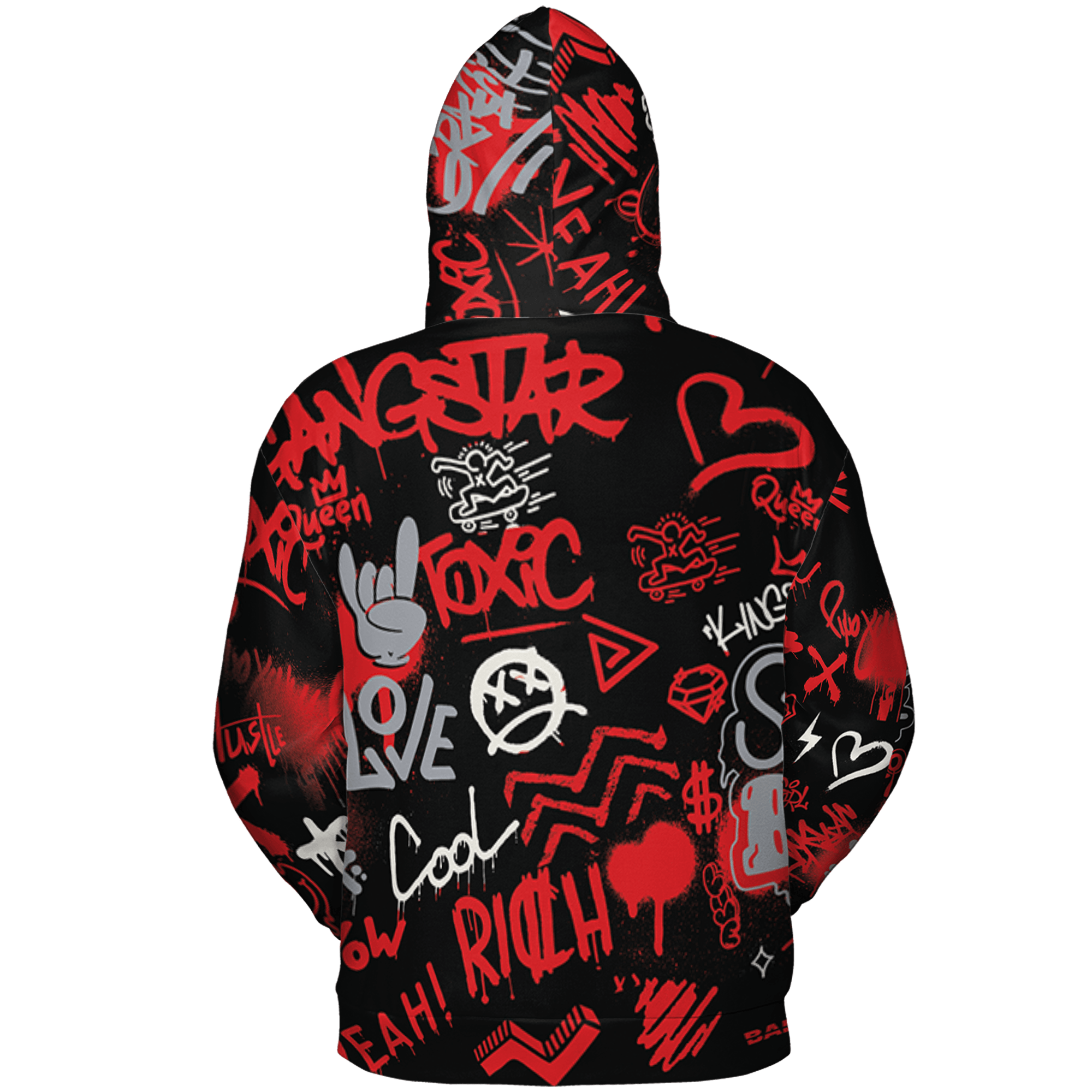 Bred Reimagined 4s Hoodie Match Graffiti King 3D All-Over Print Doodle Style - NastyJamz