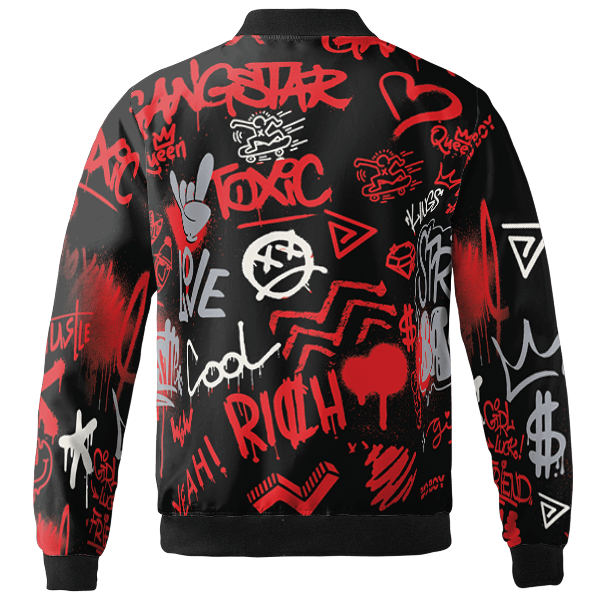 Bred Reimagined 4s Jacket Match Graffiti King 3D All-Over Print Doodle Style - NastyJamz