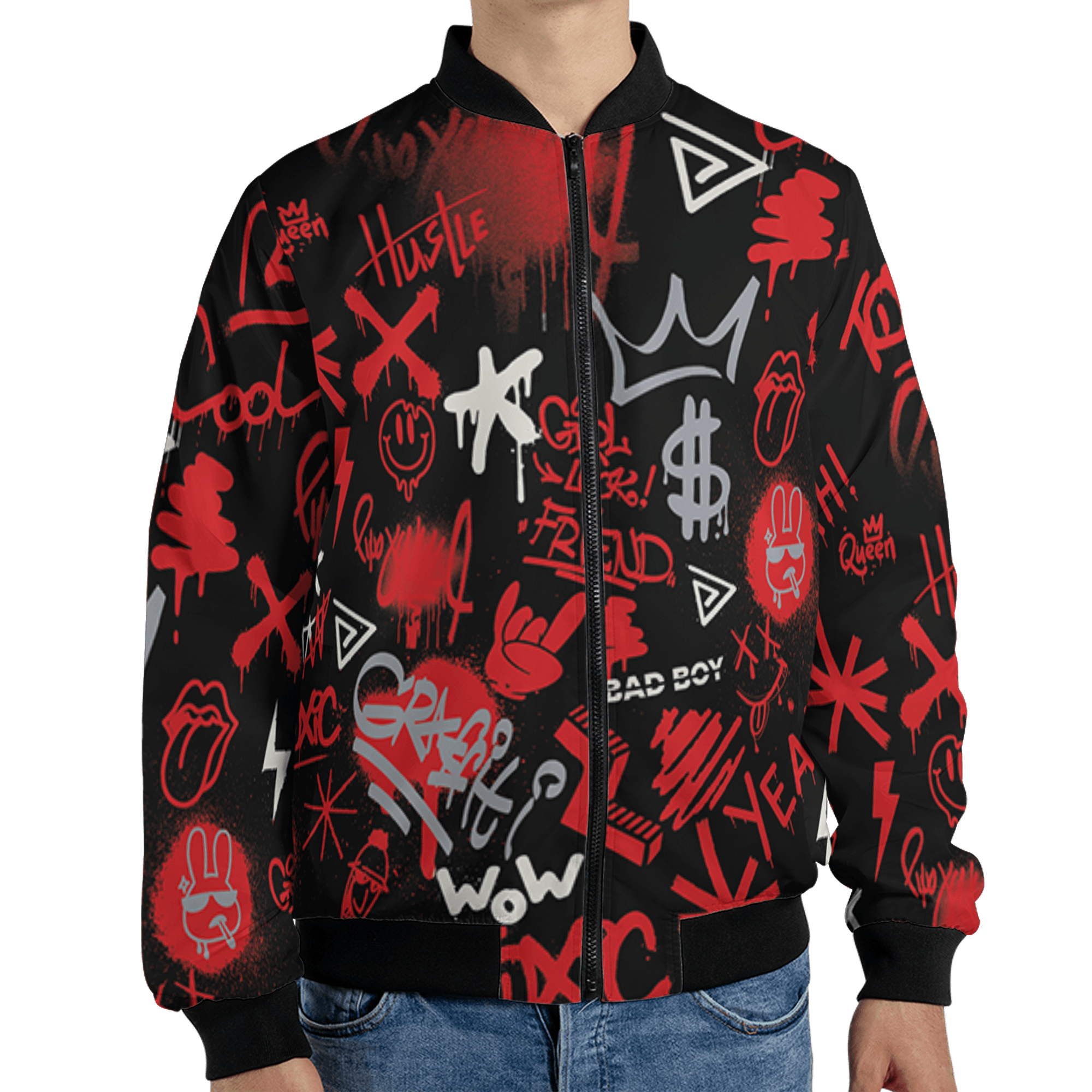 Bred Reimagined 4s Jacket Match Graffiti King 3D All-Over Print Doodle Style - NastyJamz