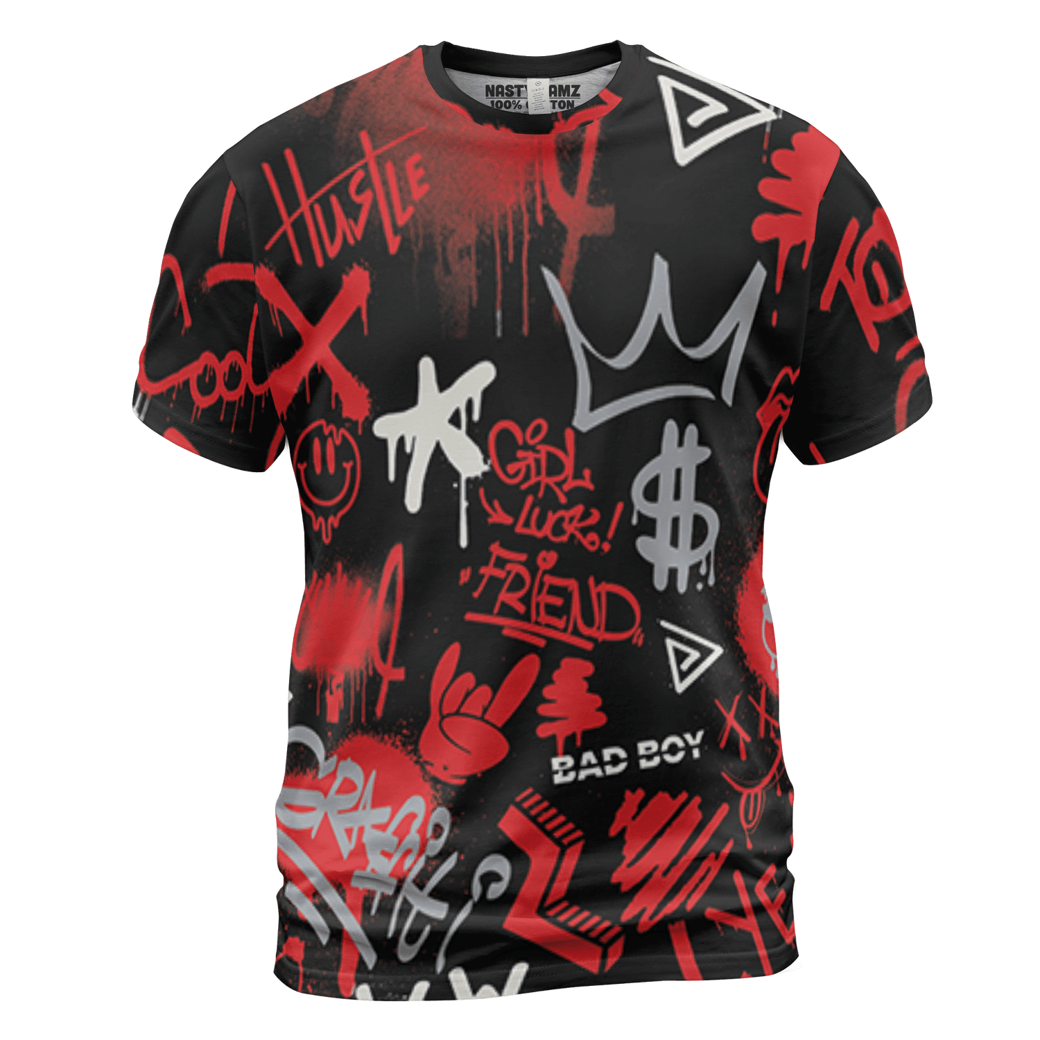 Bred Reimagined 4s T Shirt Match Graffiti King 3D All-Over Print Doodle Style - NastyJamz