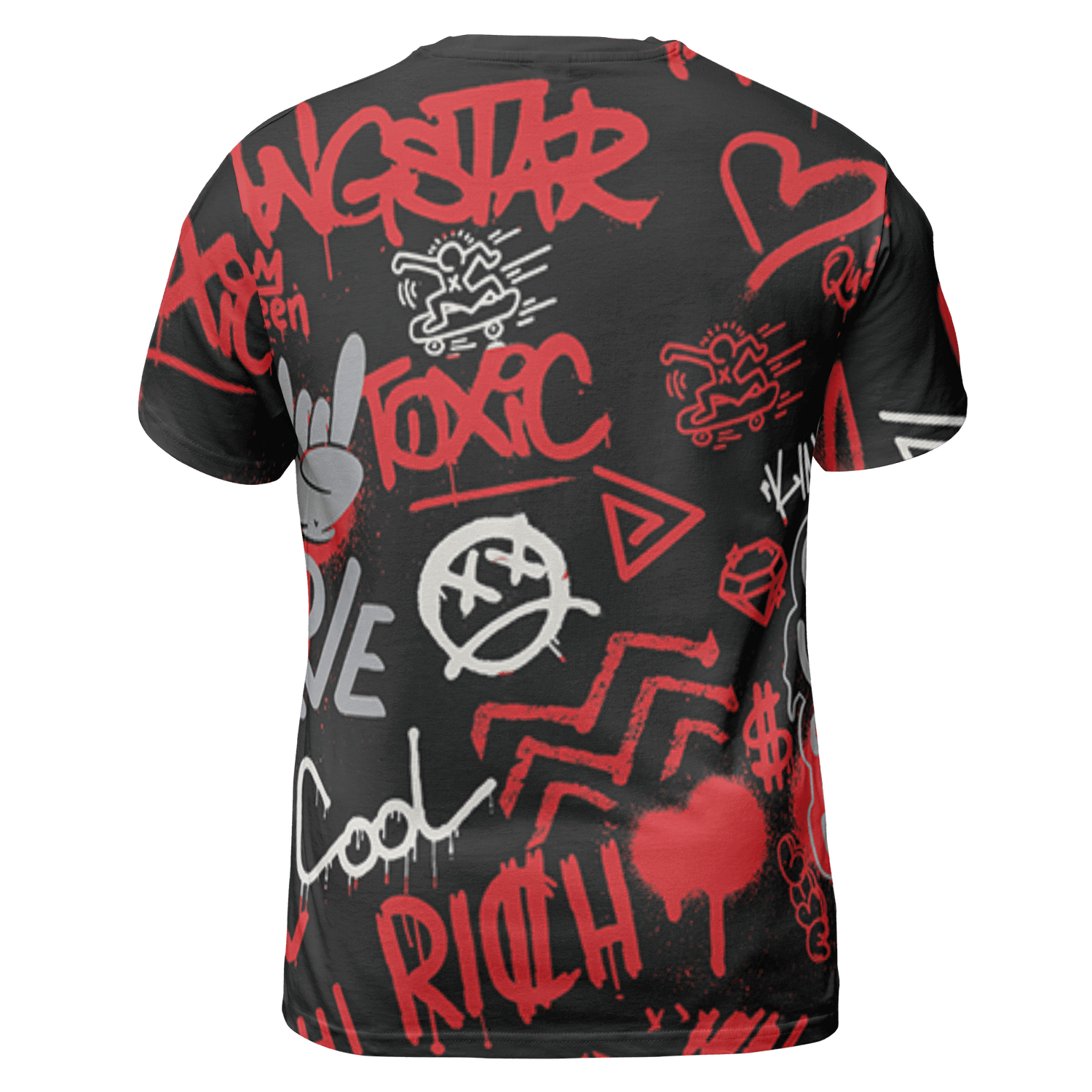 Bred Reimagined 4s T Shirt Match Graffiti King 3D All-Over Print Doodle Style - NastyJamz