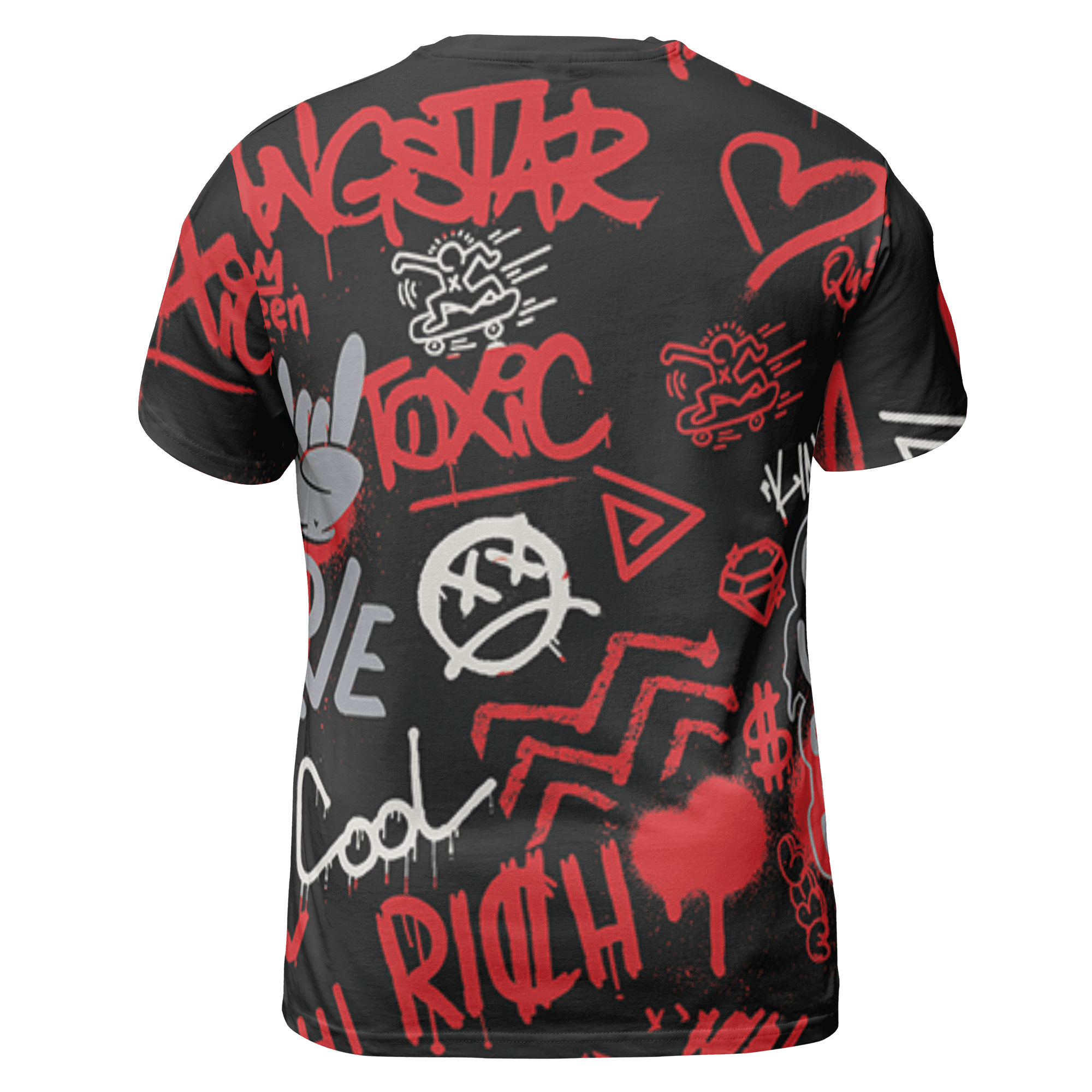 Bred Reimagined 4s T Shirt Match Graffiti King 3D All-Over Print Doodle Style - NastyJamz