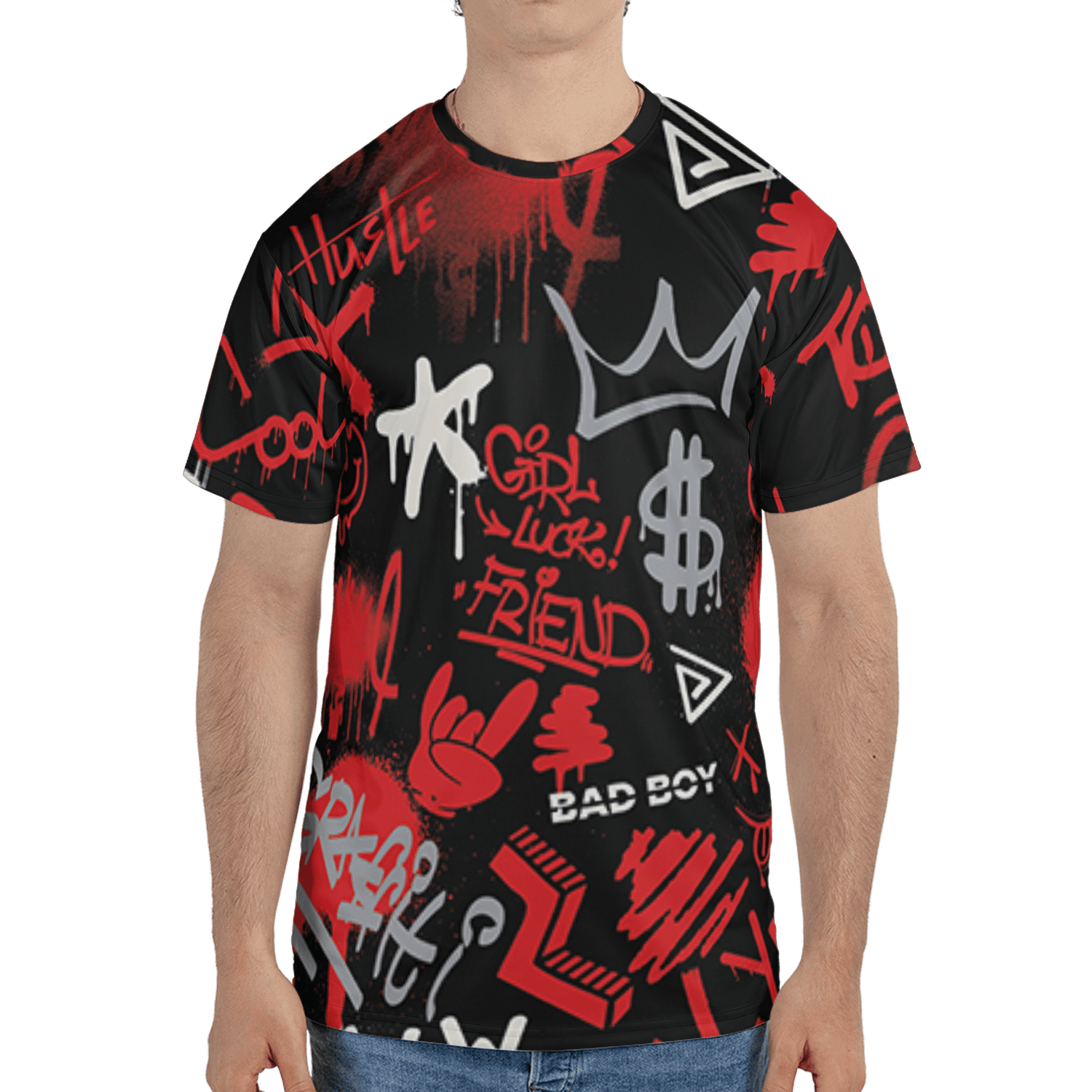 Bred Reimagined 4s T Shirt Match Graffiti King 3D All-Over Print Doodle Style - NastyJamz
