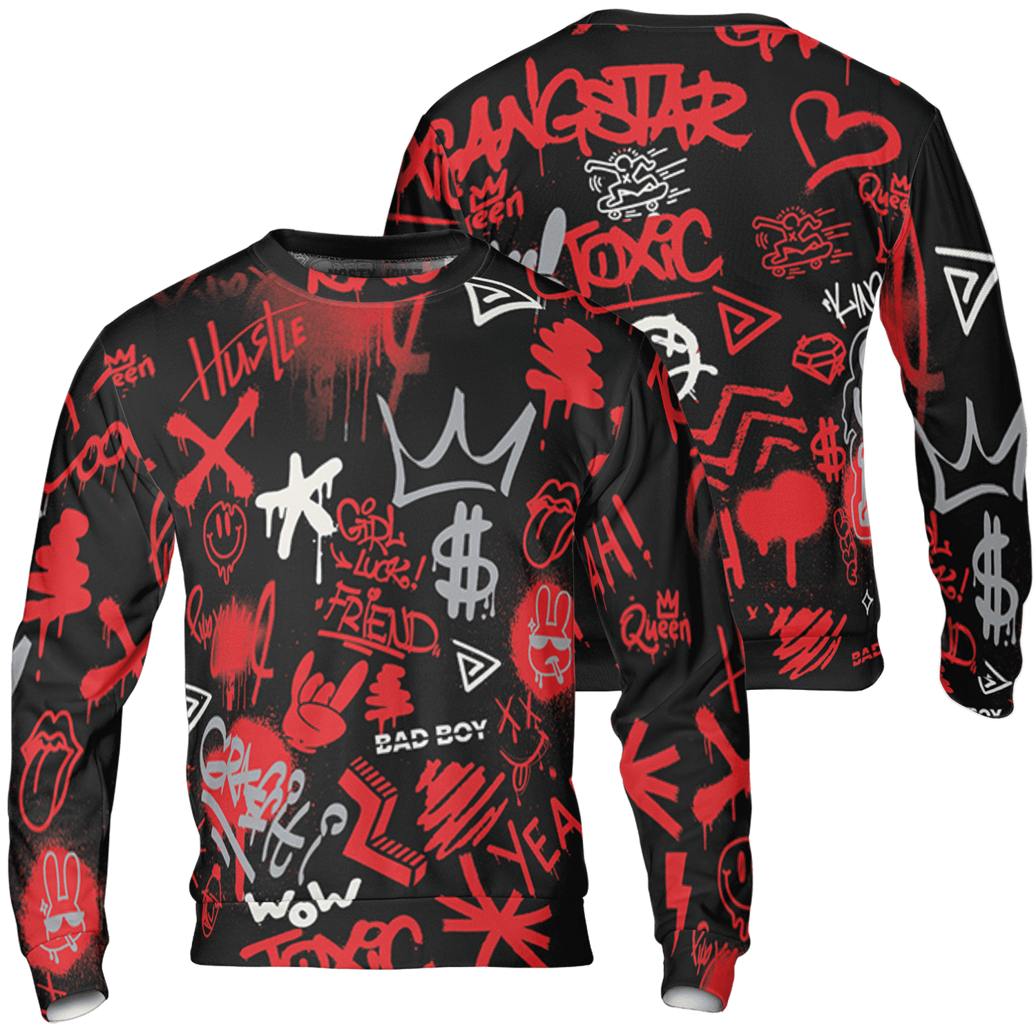 Bred Reimagined 4s Sweatshirt Match Graffiti King 3D All-Over Print Doodle Style - NastyJamz