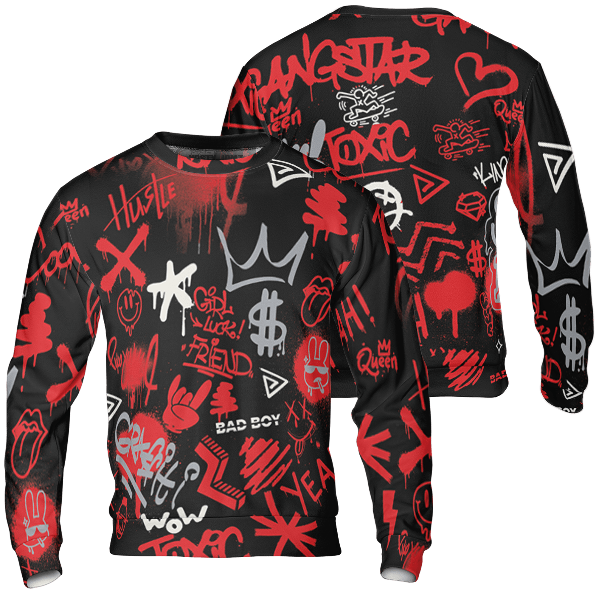 Bred Reimagined 4s Sweatshirt Match Graffiti King 3D All-Over Print Doodle Style - NastyJamz