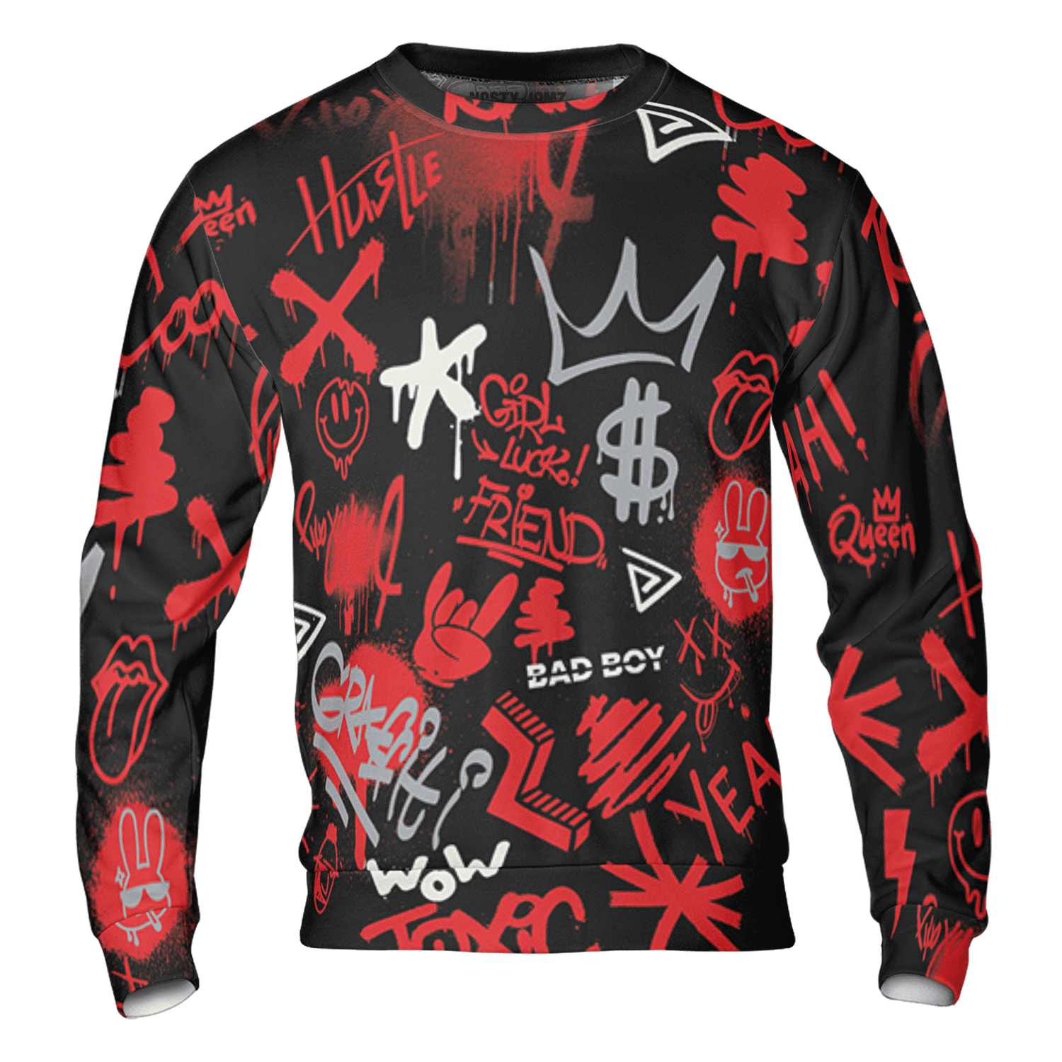 Bred Reimagined 4s Sweatshirt Match Graffiti King 3D All-Over Print Doodle Style - NastyJamz