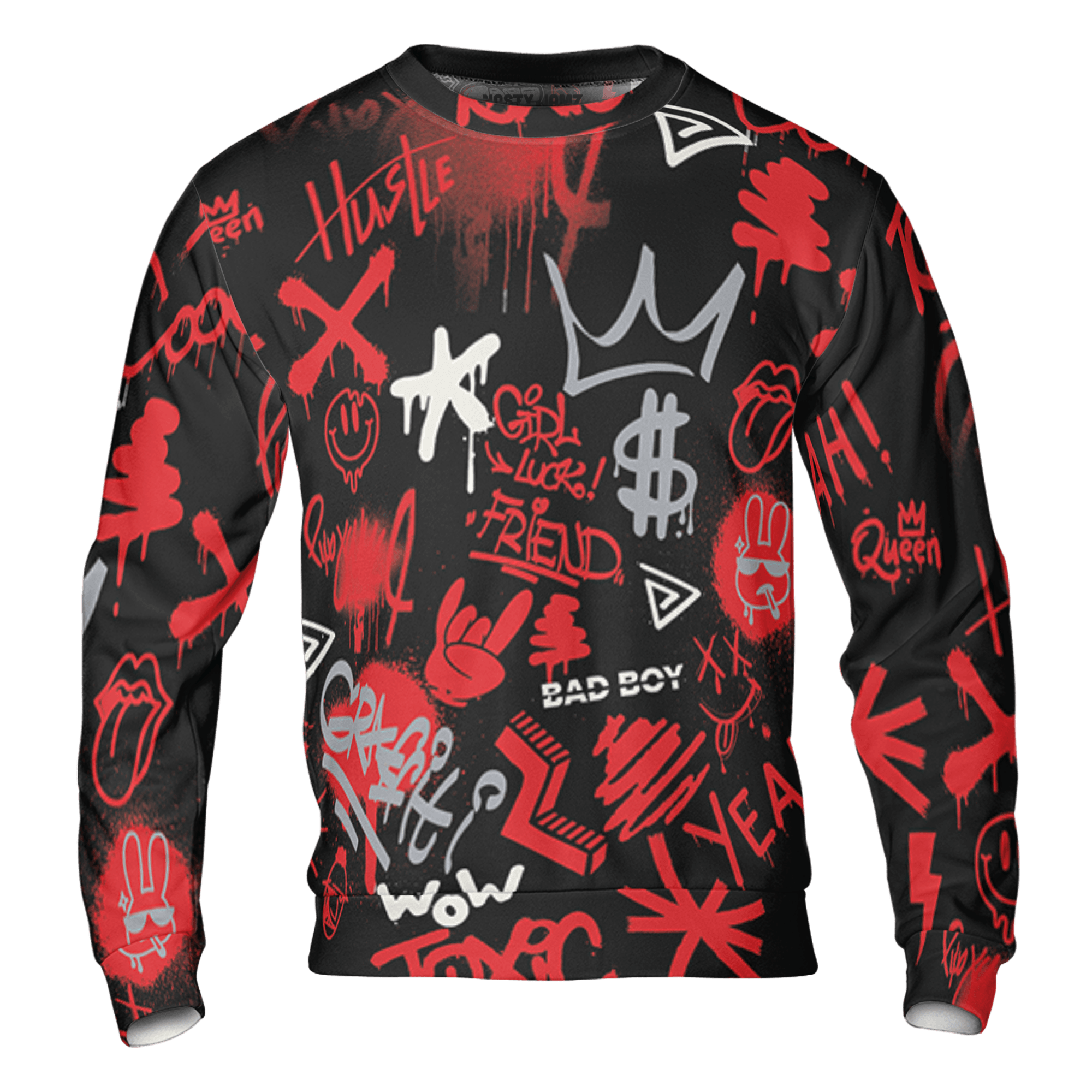 Bred Reimagined 4s Sweatshirt Match Graffiti King 3D All-Over Print Doodle Style - NastyJamz