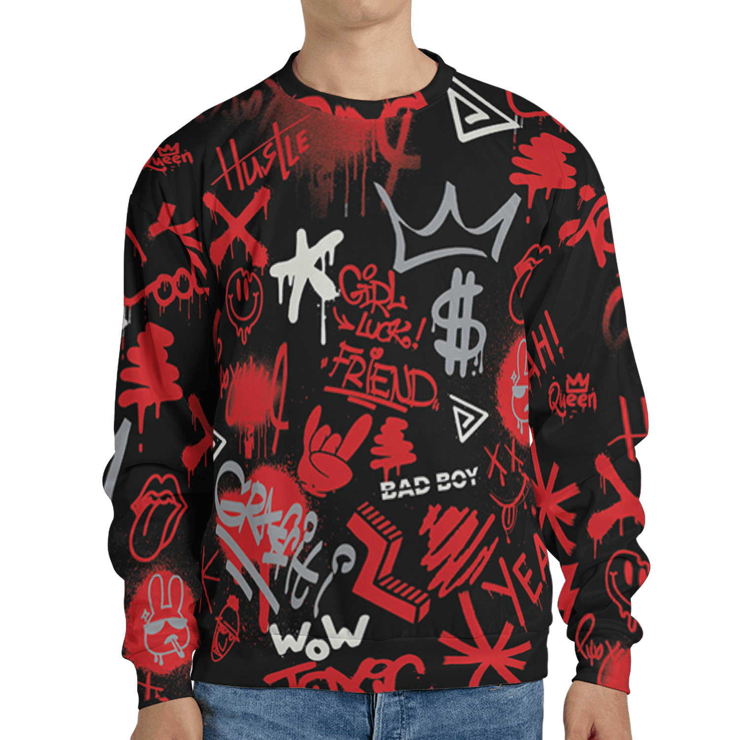 Bred Reimagined 4s Sweatshirt Match Graffiti King 3D All-Over Print Doodle Style - NastyJamz