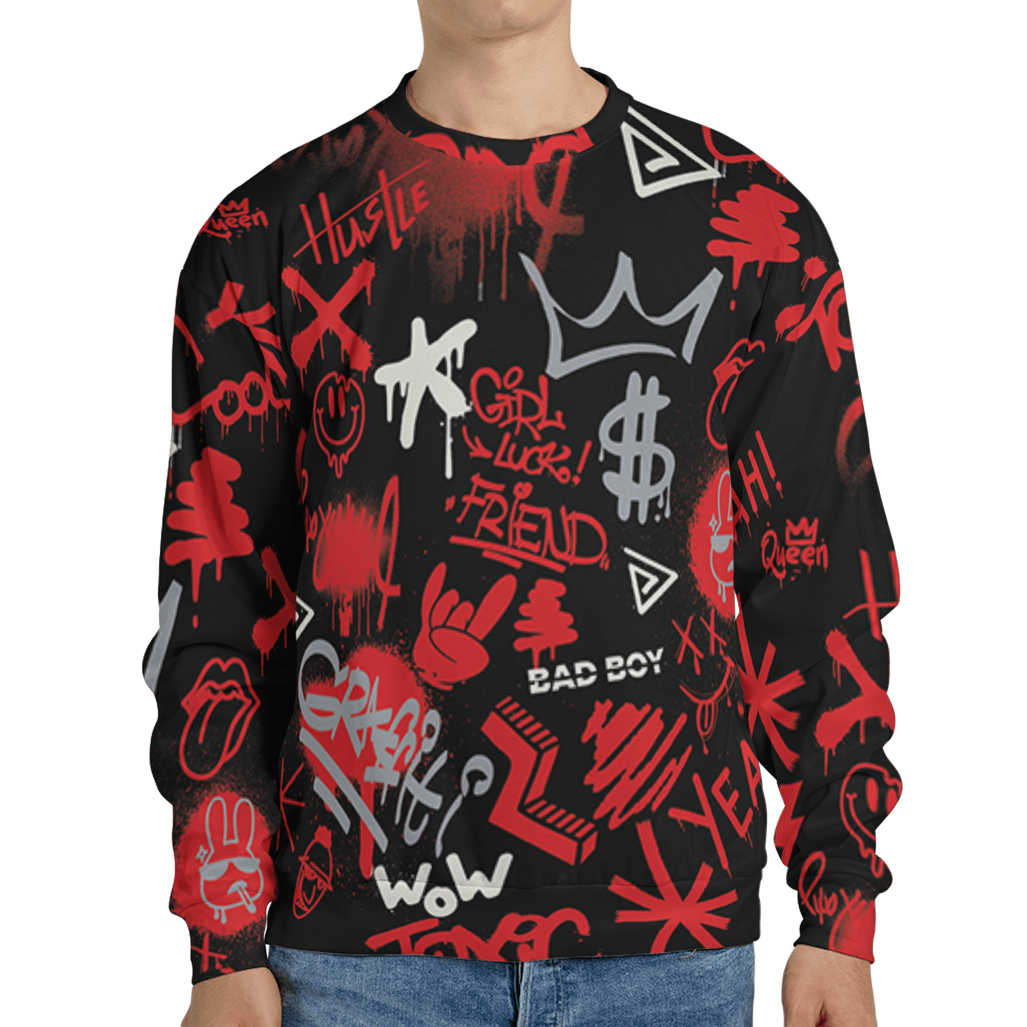 Bred Reimagined 4s Sweatshirt Match Graffiti King 3D All-Over Print Doodle Style - NastyJamz