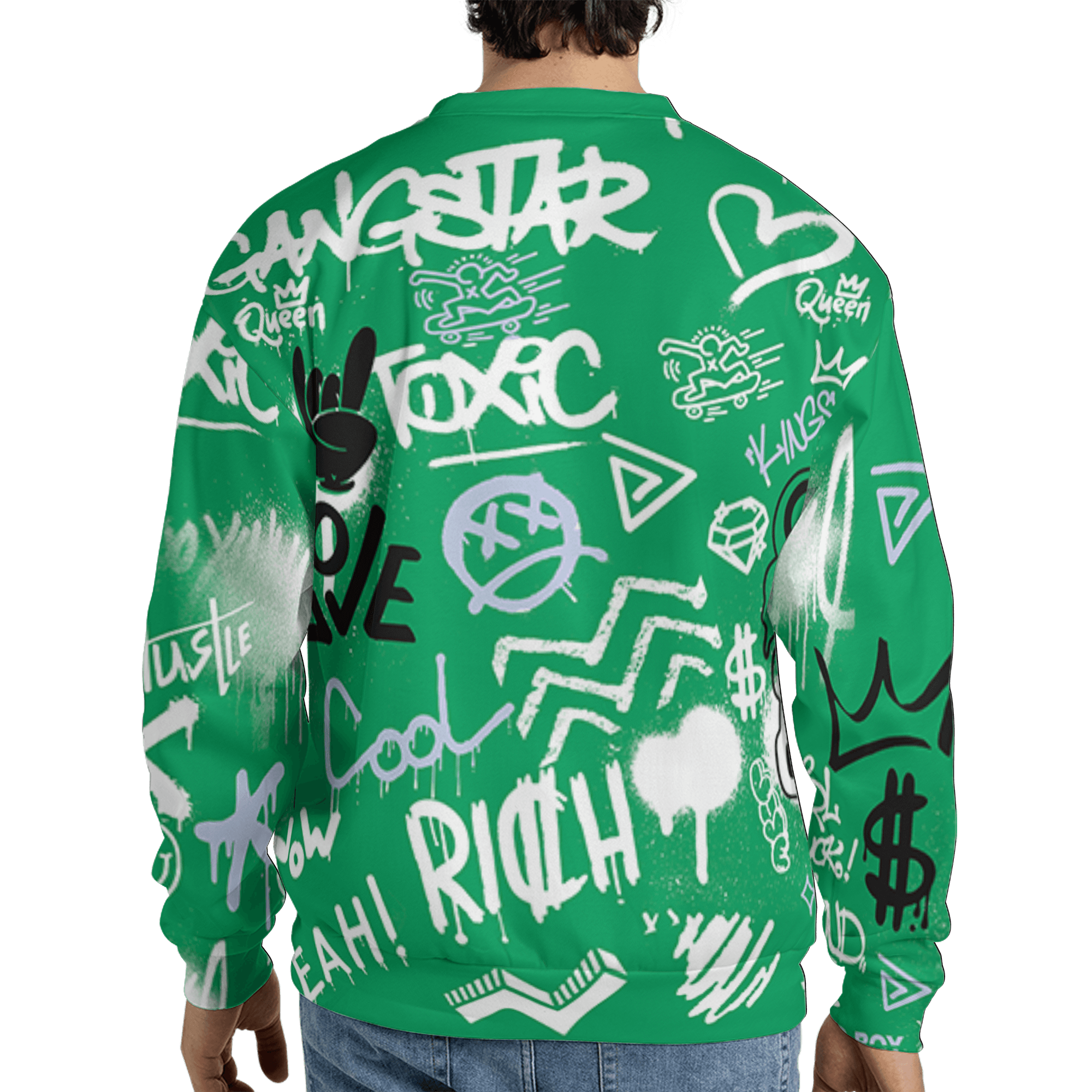 Lucky Green 5s Sweatshirt Match Graffiti King 3D All-Over Print Doodle Style - NastyJamz