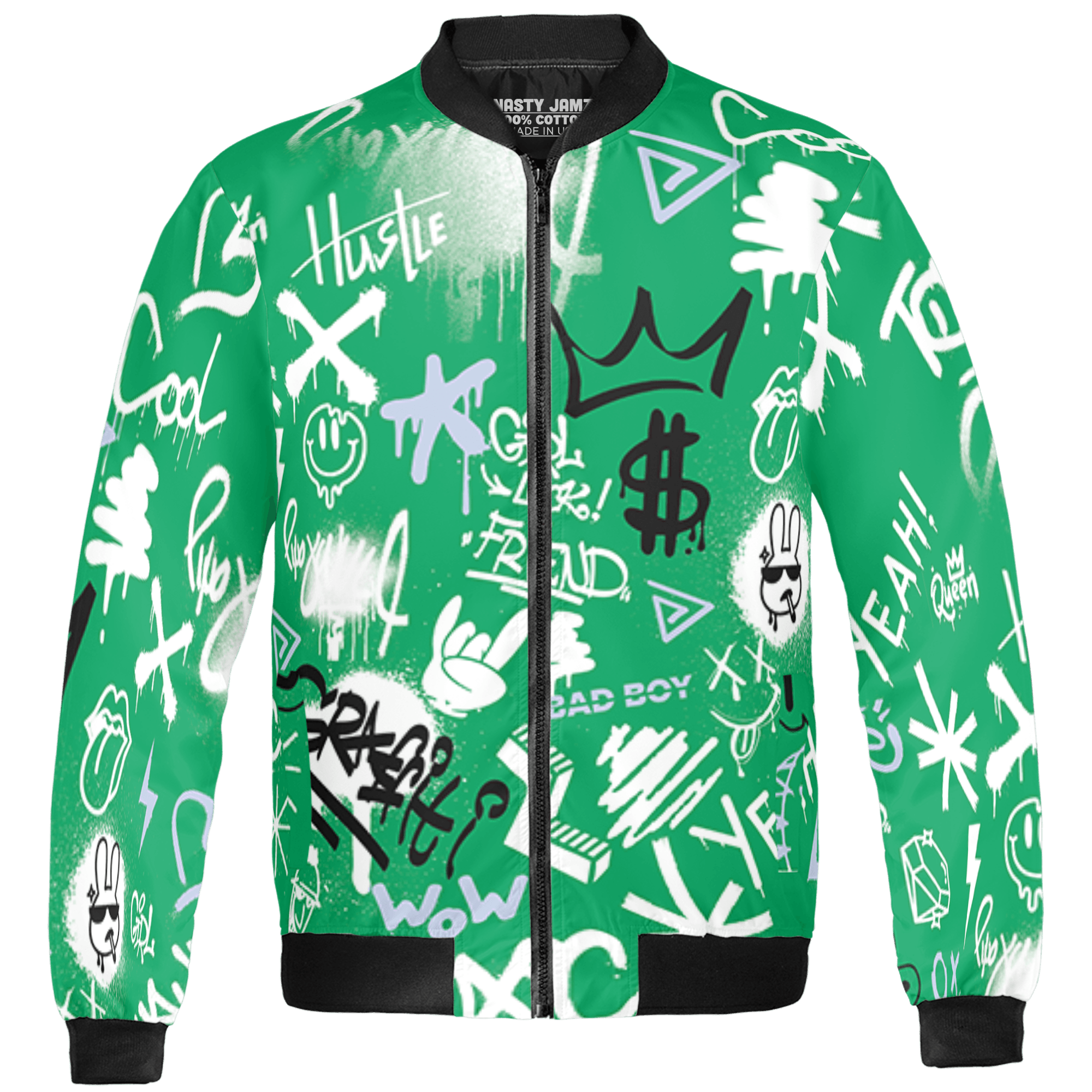 Lucky Green 5s Jacket Match Graffiti King 3D All-Over Print Doodle Style - NastyJamz