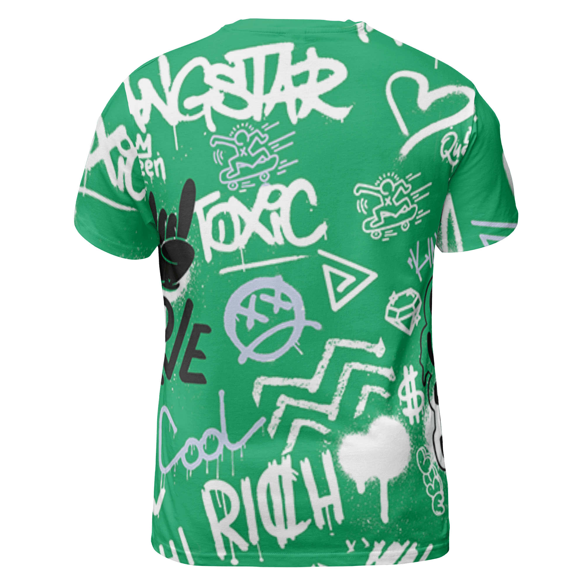 Lucky Green 5s T Shirt Match Graffiti King 3D All-Over Print Doodle Style - NastyJamz