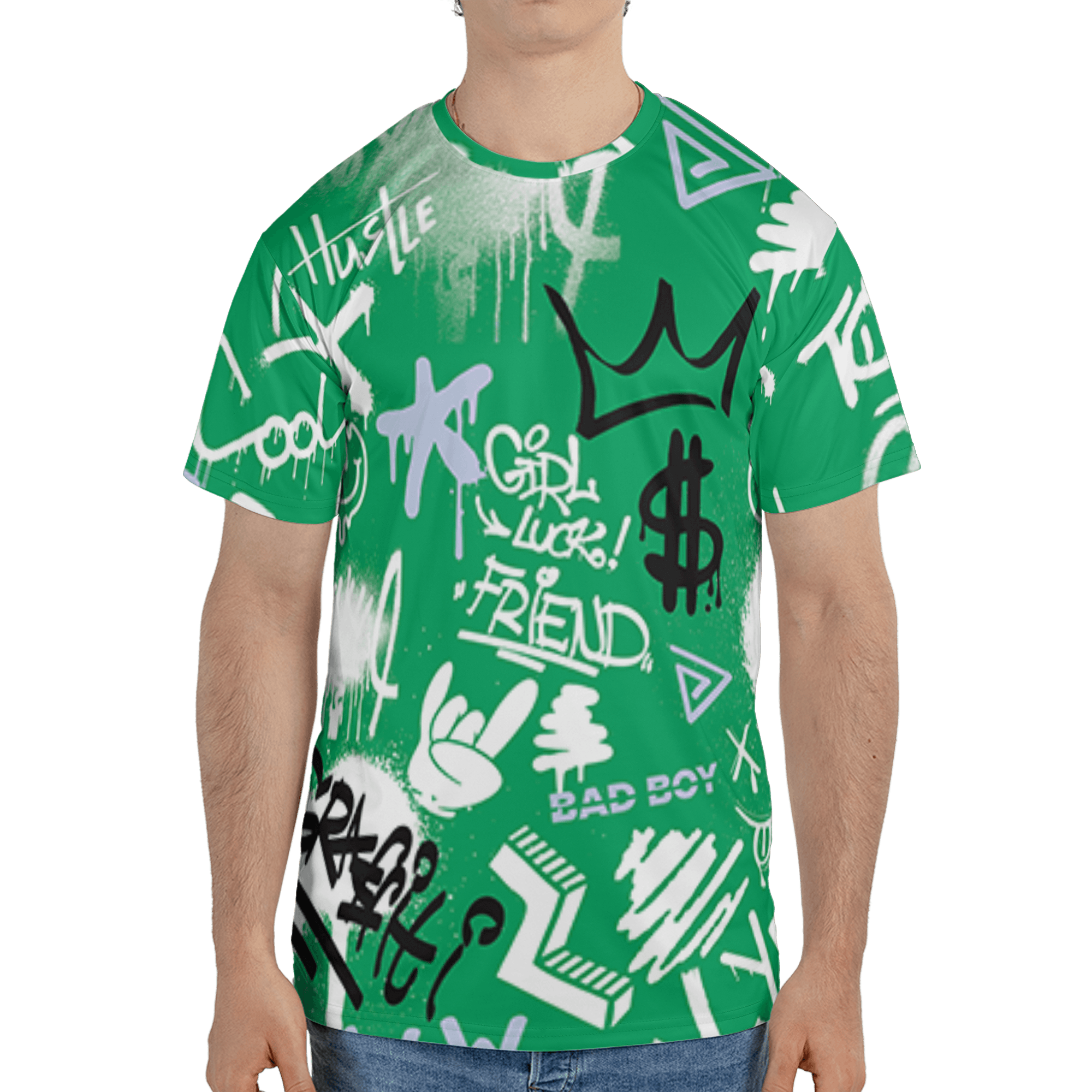 Lucky Green 5s T Shirt Match Graffiti King 3D All-Over Print Doodle Style - NastyJamz