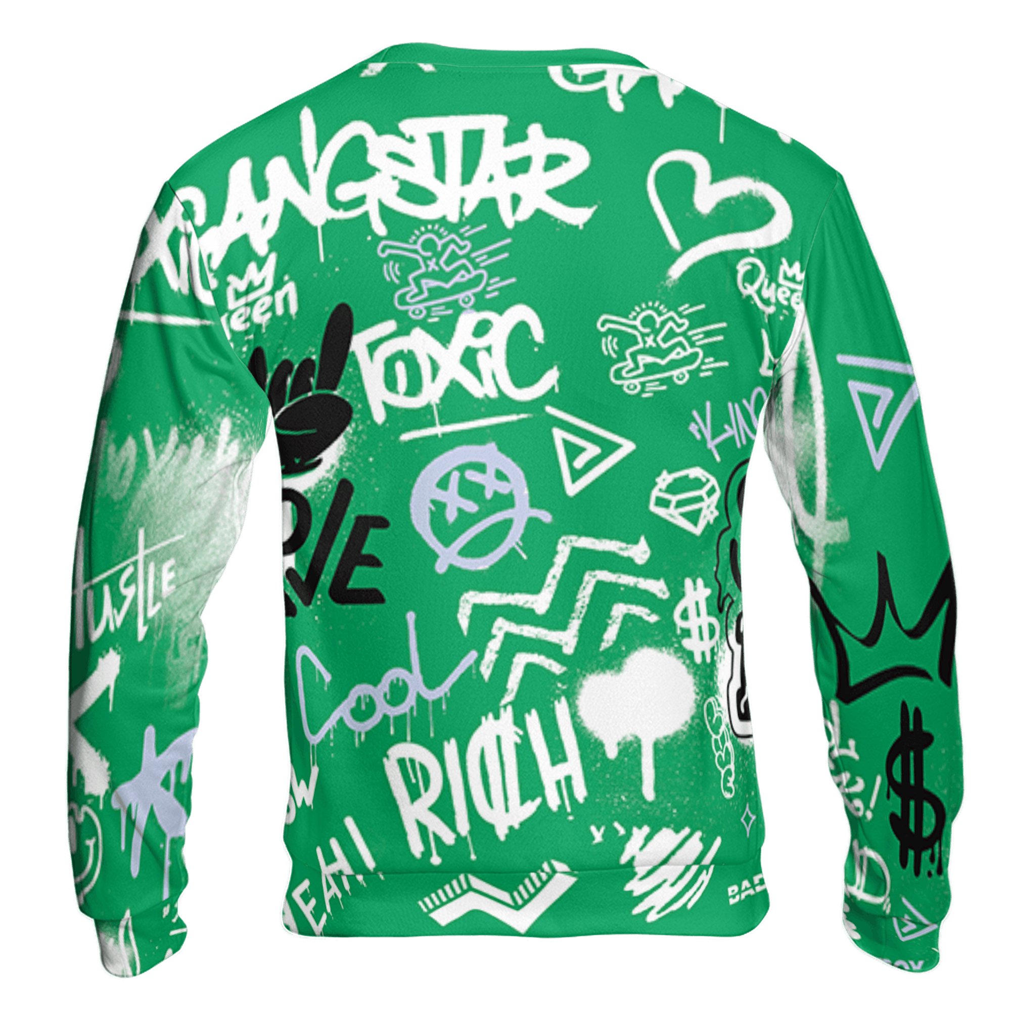 Lucky Green 5s Sweatshirt Match Graffiti King 3D All-Over Print Doodle Style - NastyJamz