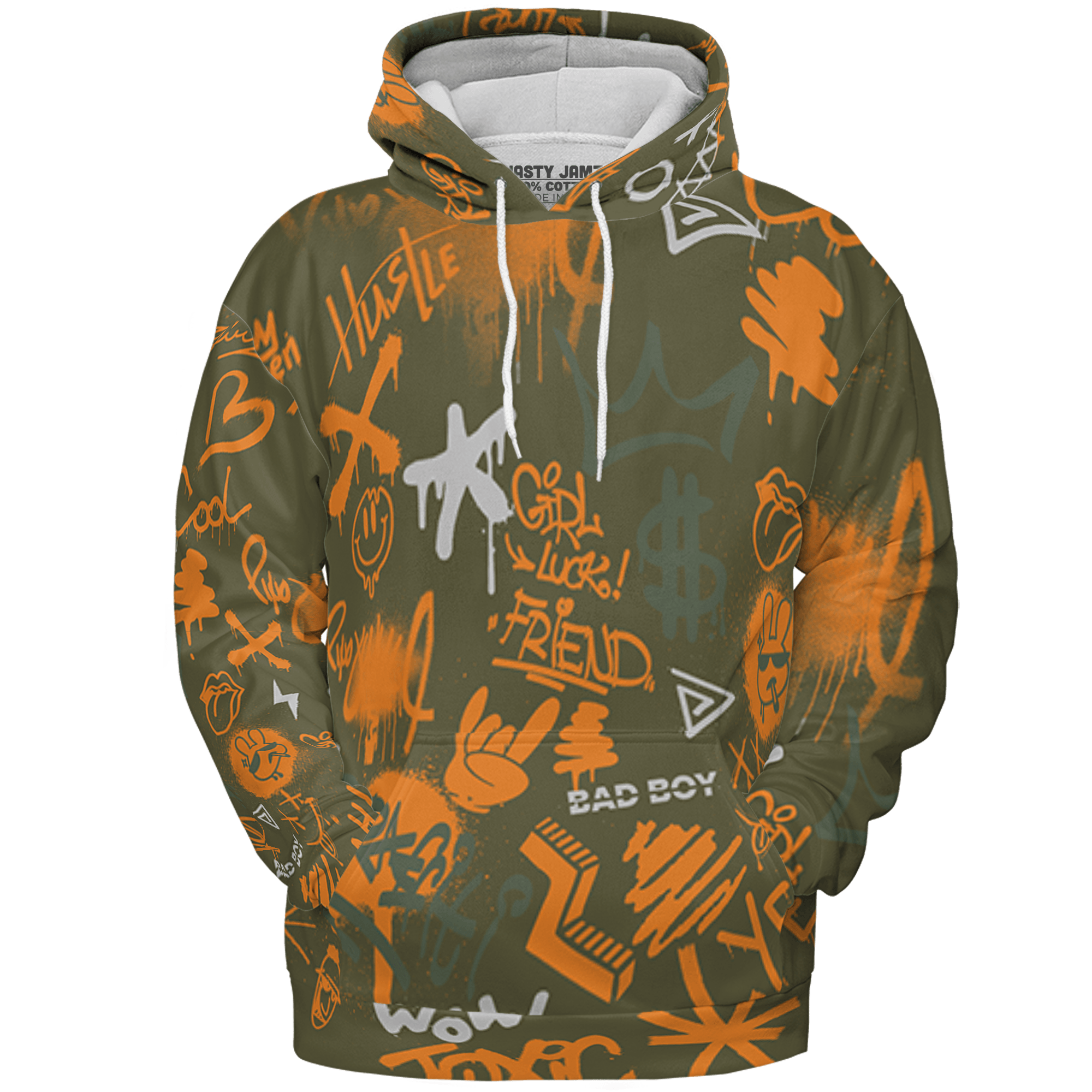Olive 5s Hoodie Match Graffiti King 3D All-Over Print Doodle Style - NastyJamz