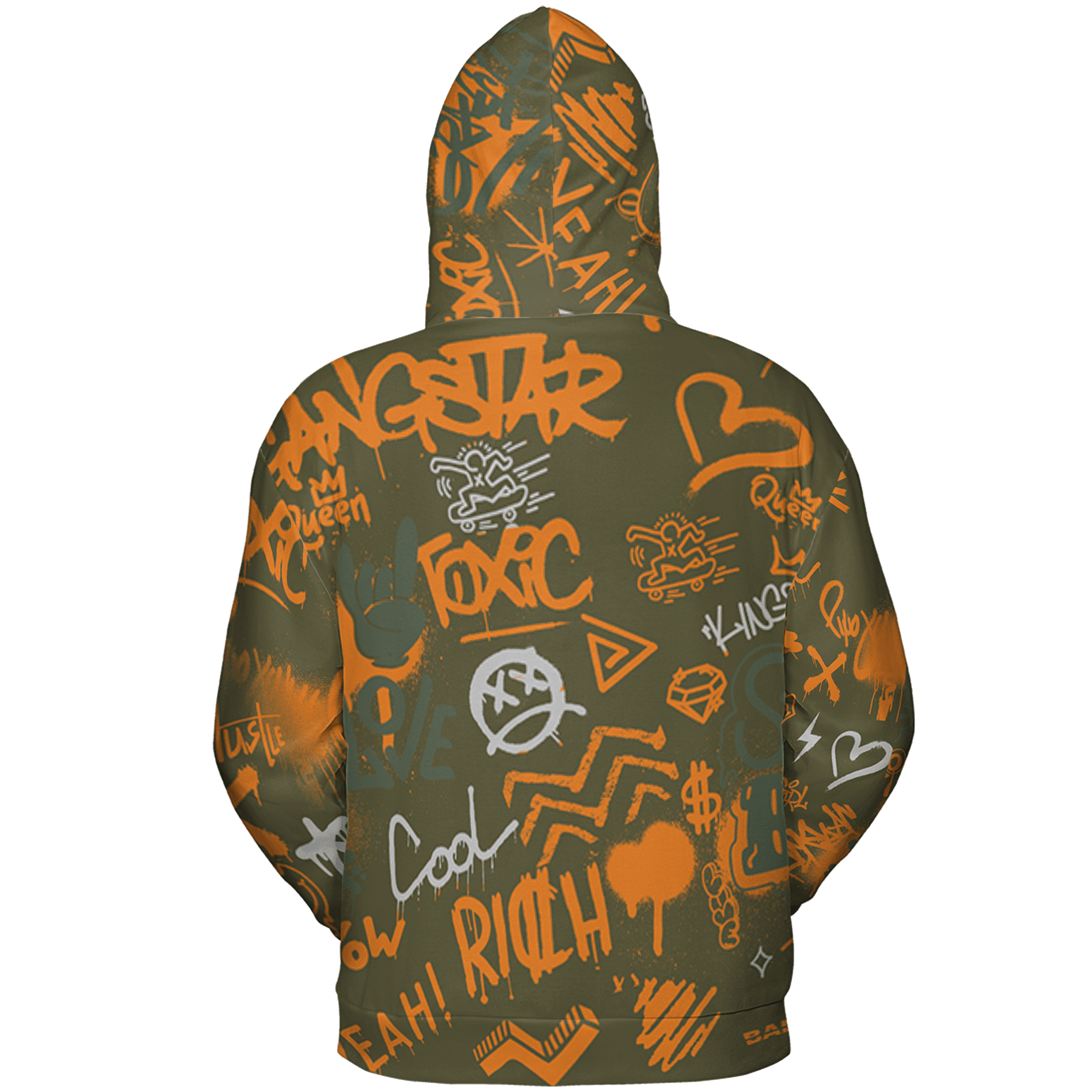 Olive 5s Hoodie Match Graffiti King 3D All-Over Print Doodle Style - NastyJamz