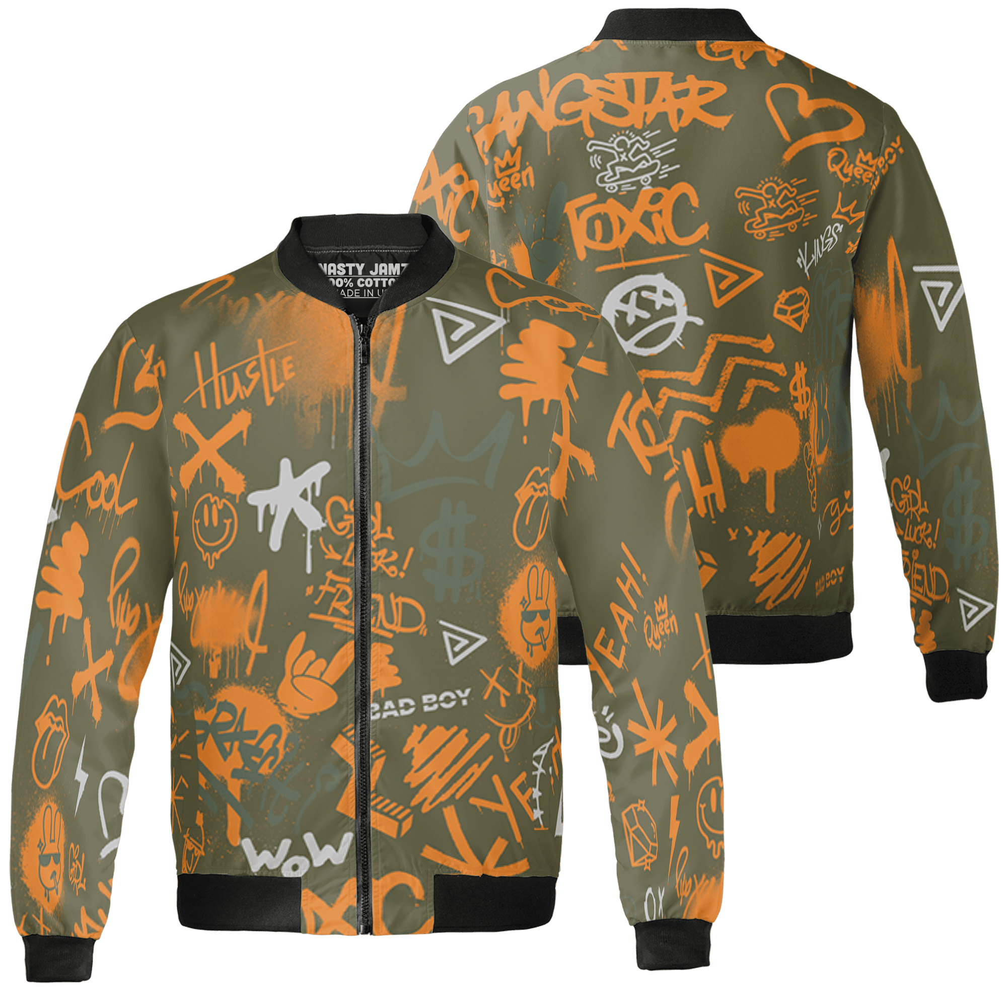 Olive 5s Jacket Match Graffiti King 3D All-Over Print Doodle Style - NastyJamz