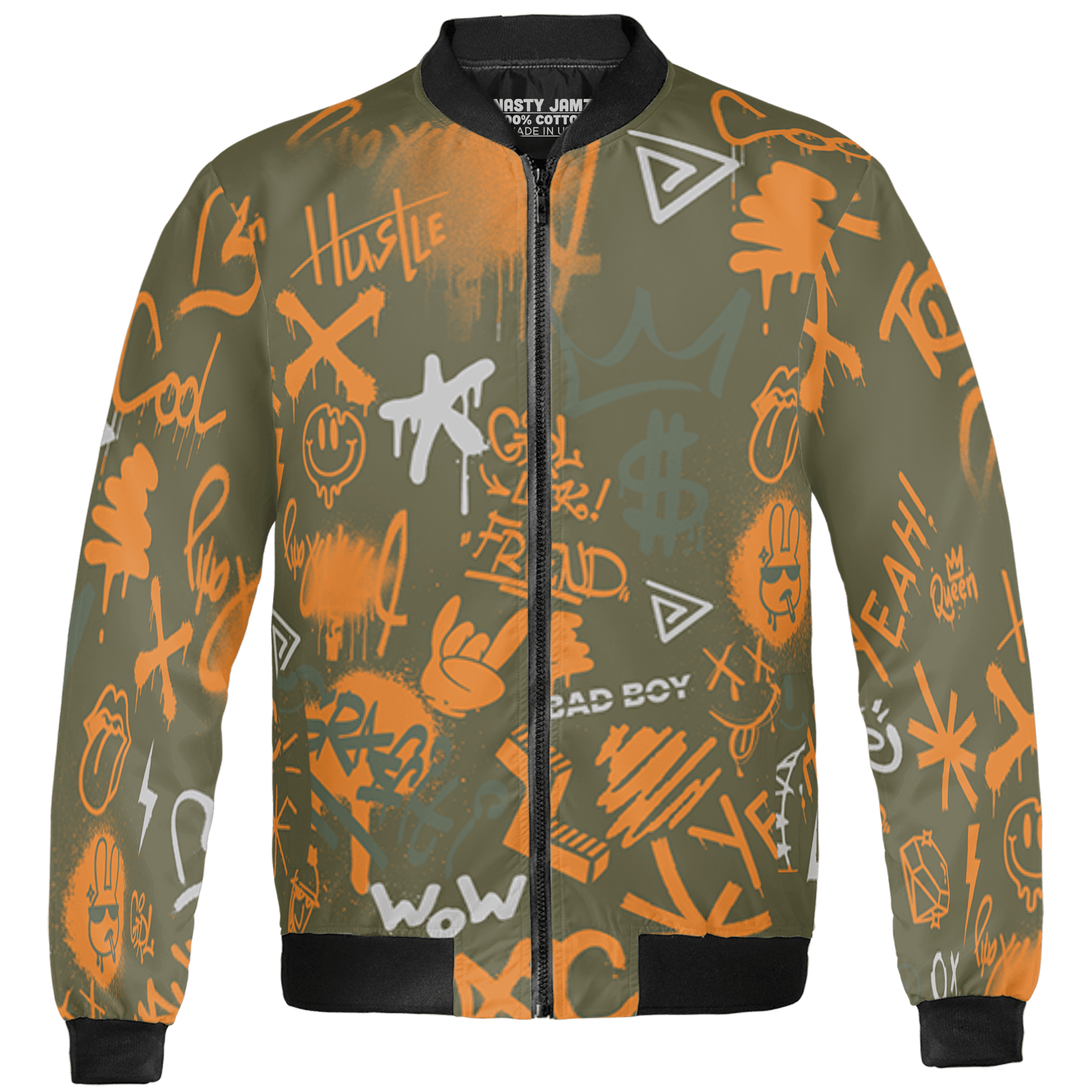 Olive 5s Jacket Match Graffiti King 3D All-Over Print Doodle Style - NastyJamz