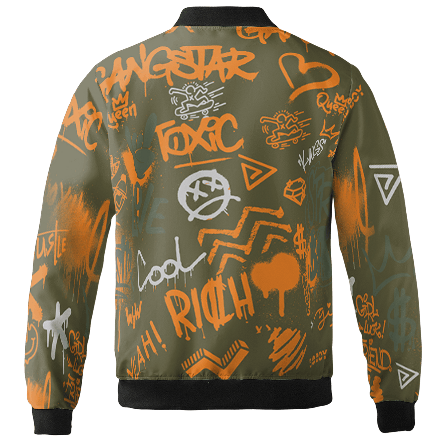Olive 5s Jacket Match Graffiti King 3D All-Over Print Doodle Style - NastyJamz