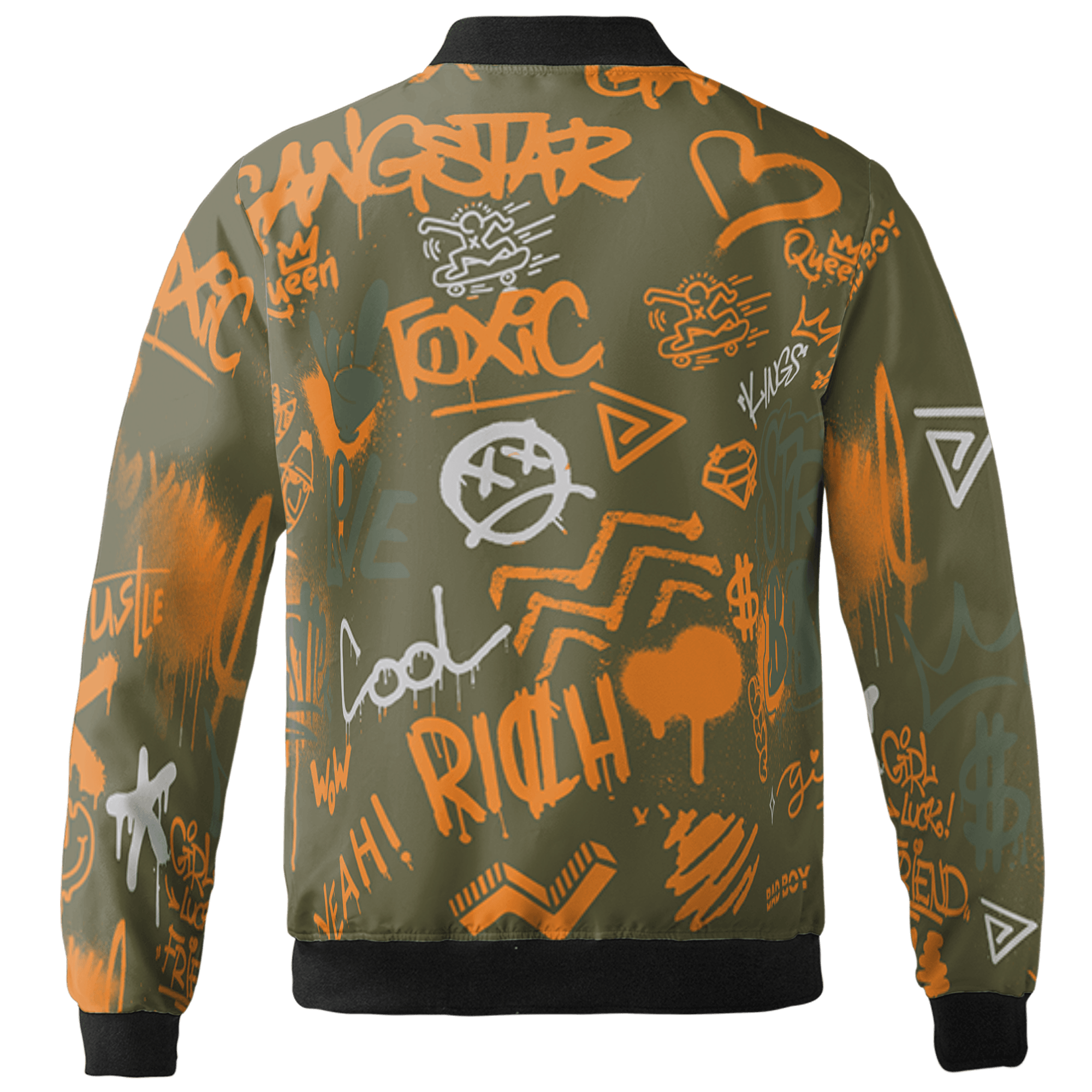 Olive 5s Jacket Match Graffiti King 3D All-Over Print Doodle Style - NastyJamz