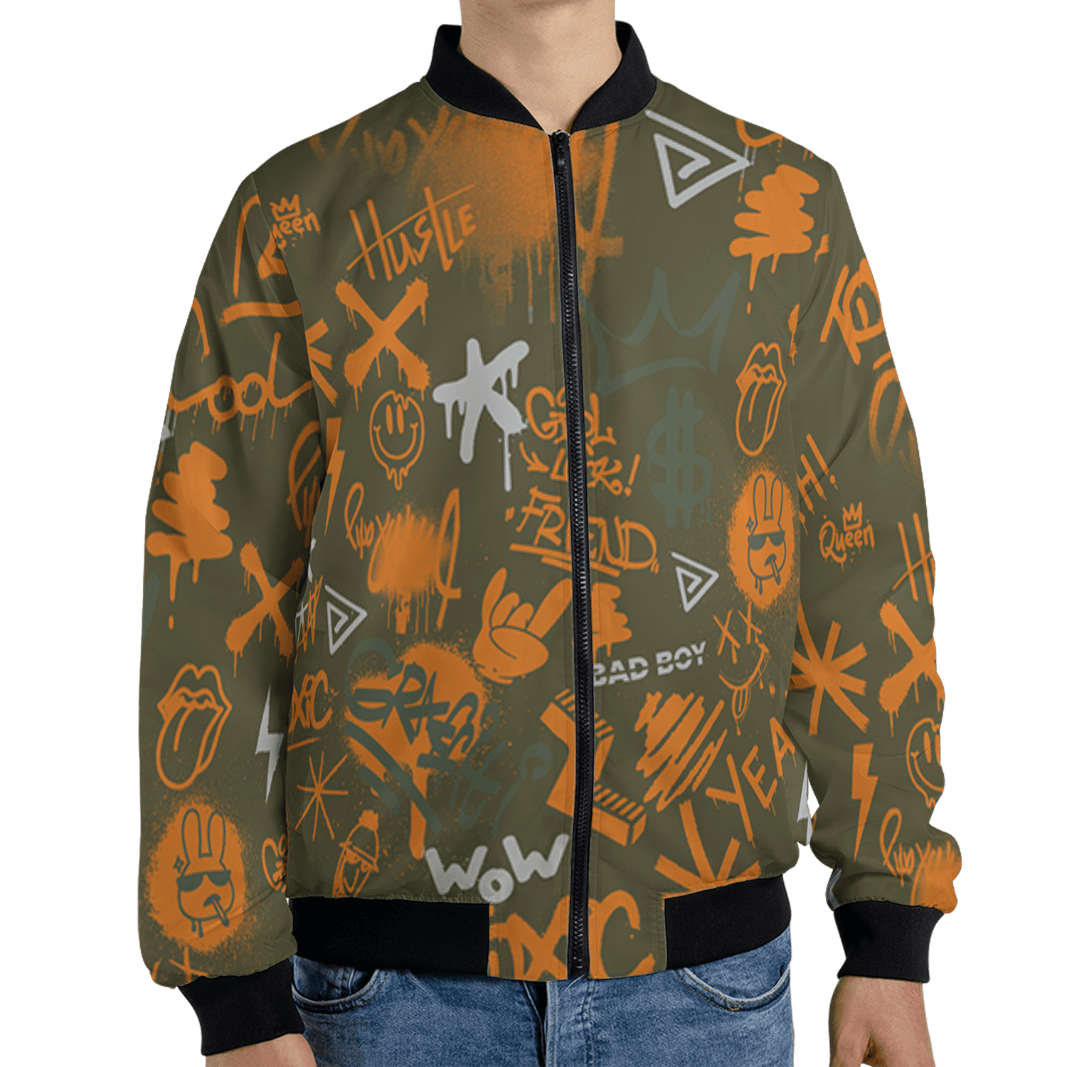 Olive 5s Jacket Match Graffiti King 3D All-Over Print Doodle Style - NastyJamz