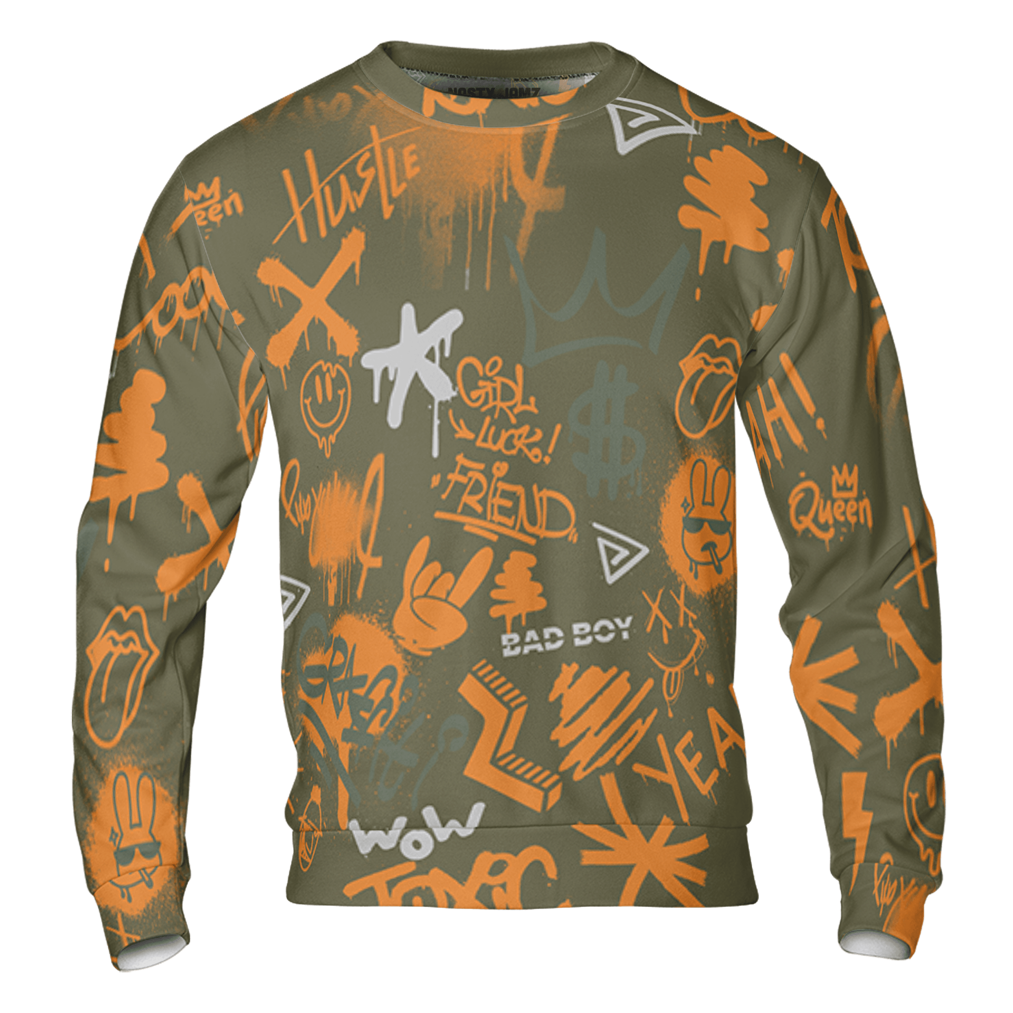 Olive 5s Sweatshirt Match Graffiti King 3D All-Over Print Doodle Style - NastyJamz