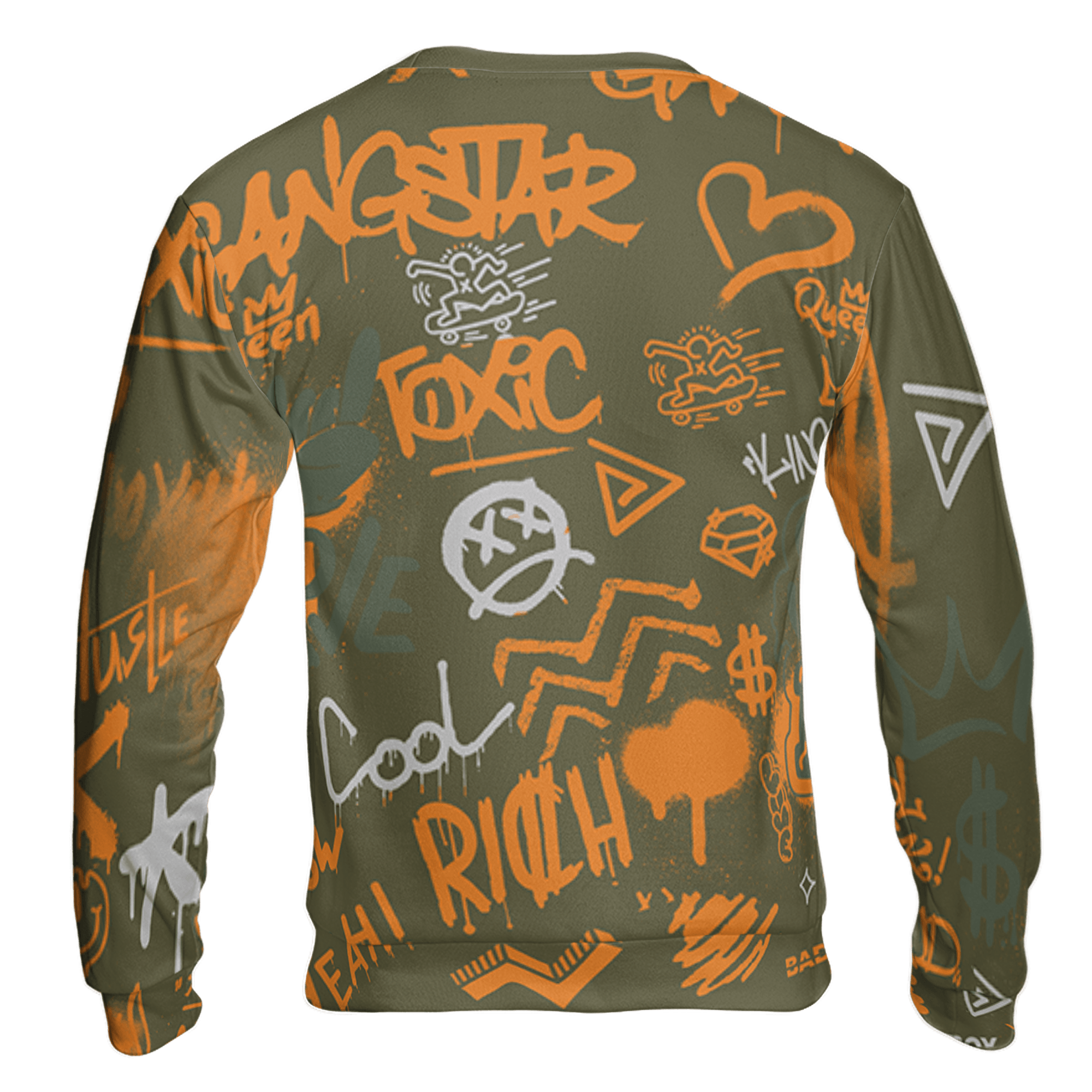 Olive 5s Sweatshirt Match Graffiti King 3D All-Over Print Doodle Style - NastyJamz