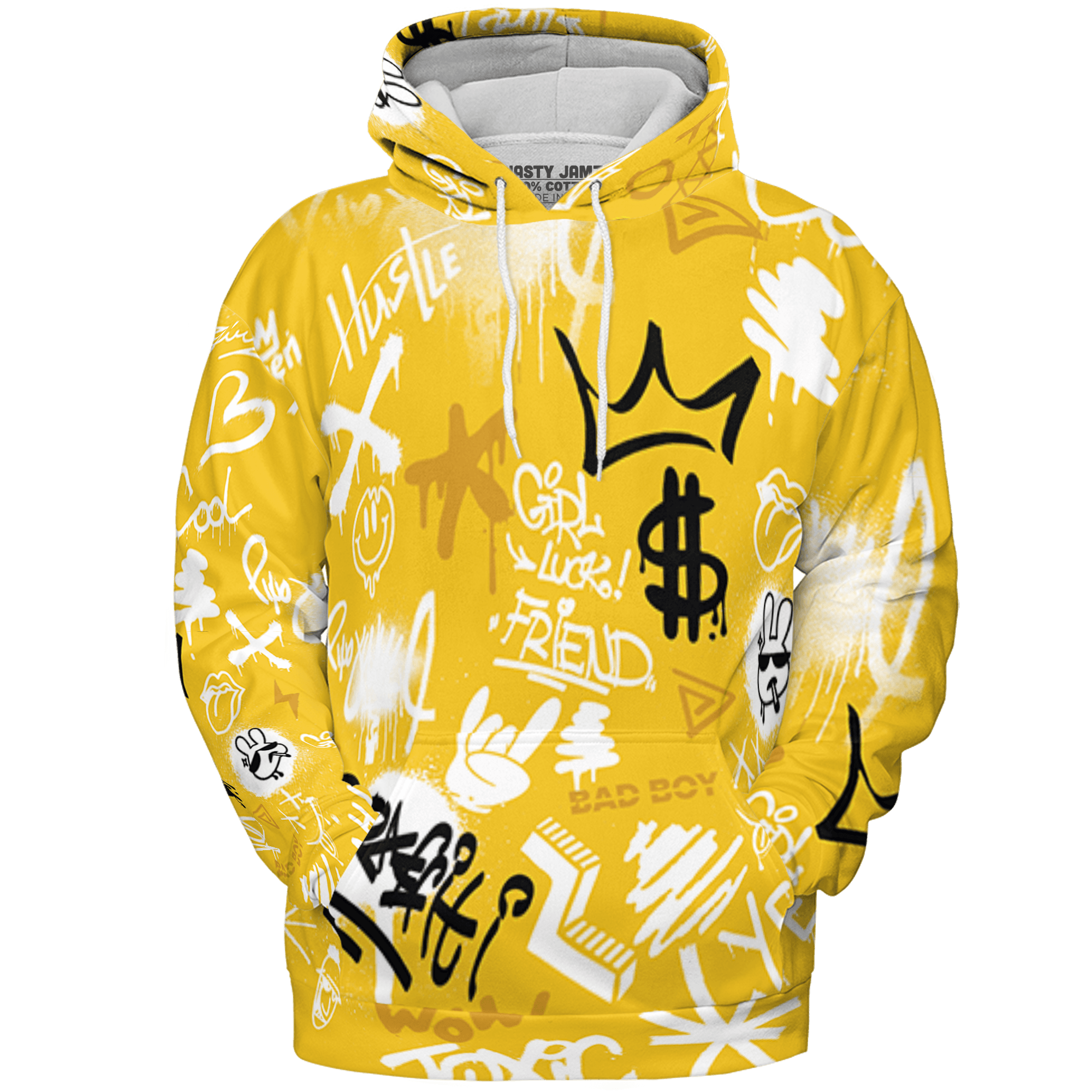 Yellow Ochre 6s Hoodie Match Graffiti King 3D All-Over Print Doodle Style - NastyJamz