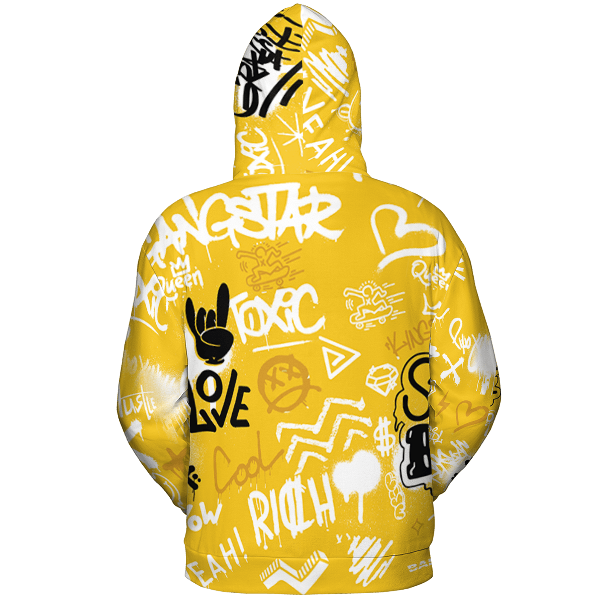 Yellow Ochre 6s Hoodie Match Graffiti King 3D All-Over Print Doodle Style - NastyJamz