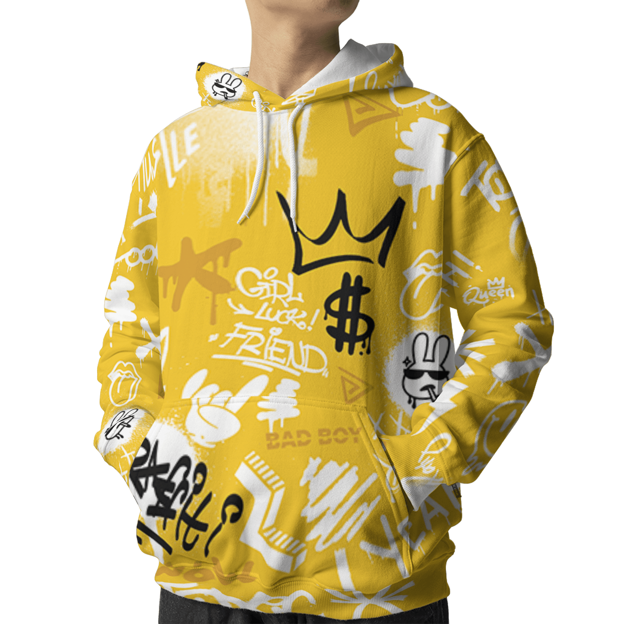 Yellow Ochre 6s Hoodie Match Graffiti King 3D All-Over Print Doodle Style - NastyJamz