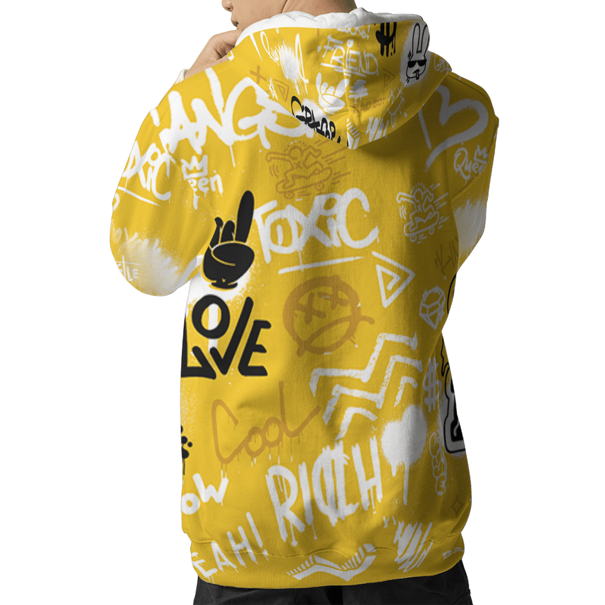 Yellow Ochre 6s Hoodie Match Graffiti King 3D All-Over Print Doodle Style - NastyJamz