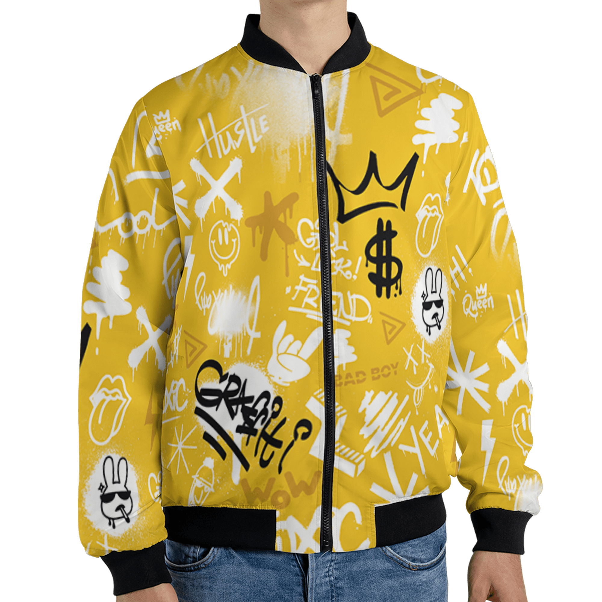 Yellow Ochre 6s Jacket Match Graffiti King 3D All-Over Print Doodle Style - NastyJamz