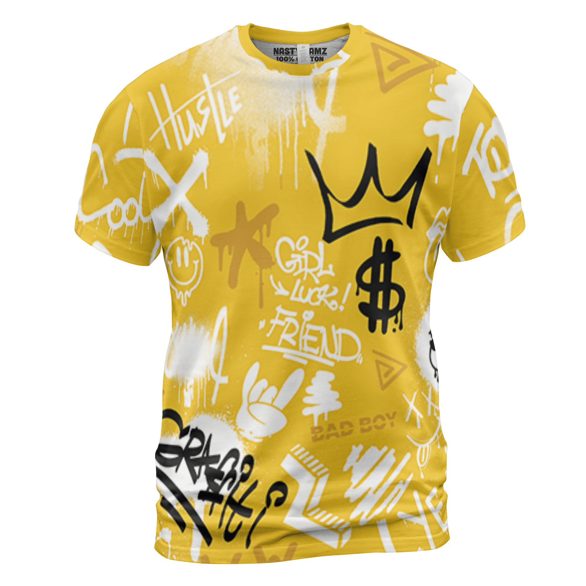 Yellow Ochre 6s T Shirt Match Graffiti King 3D All-Over Print Doodle Style - NastyJamz