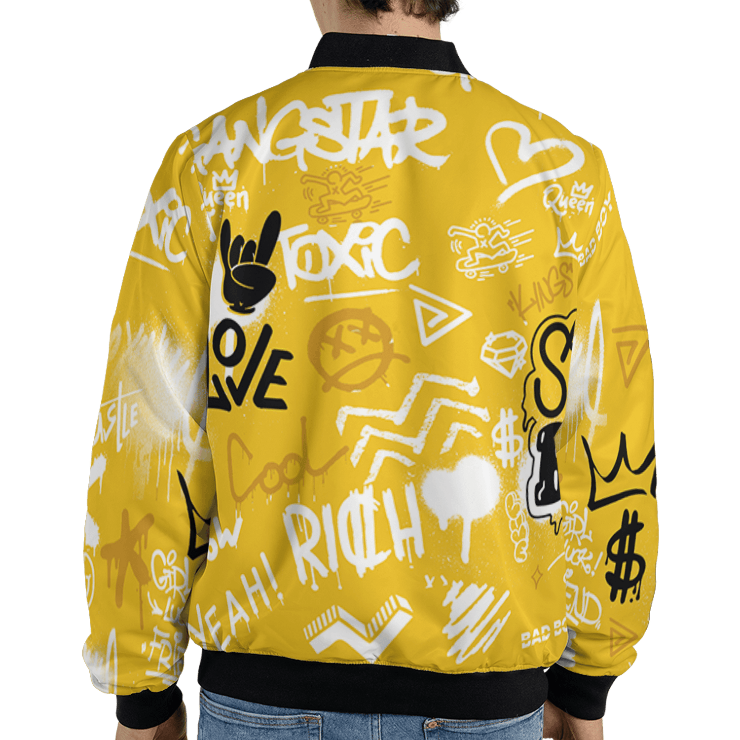 Yellow Ochre 6s Jacket Match Graffiti King 3D All-Over Print Doodle Style - NastyJamz