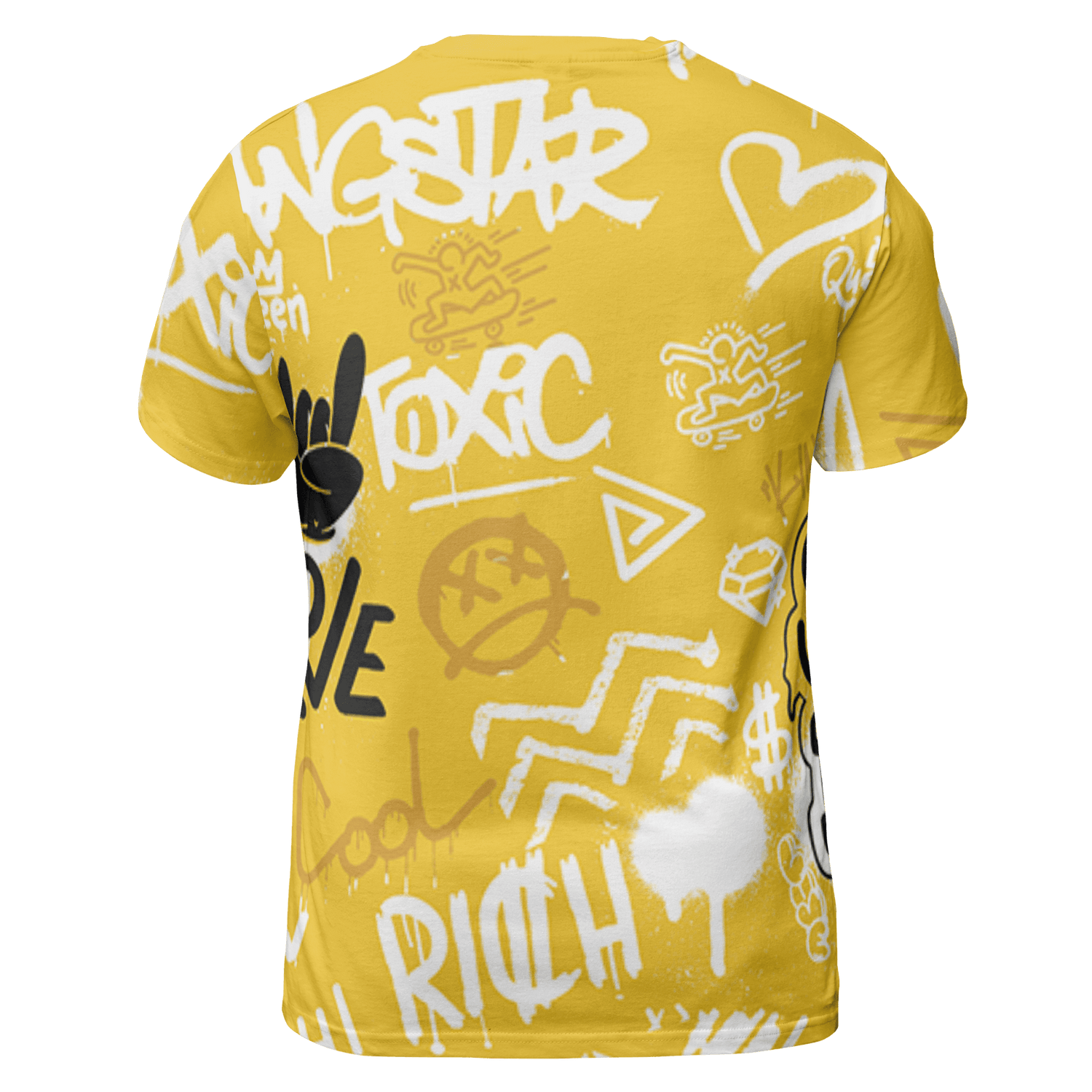 Yellow Ochre 6s T Shirt Match Graffiti King 3D All-Over Print Doodle Style - NastyJamz