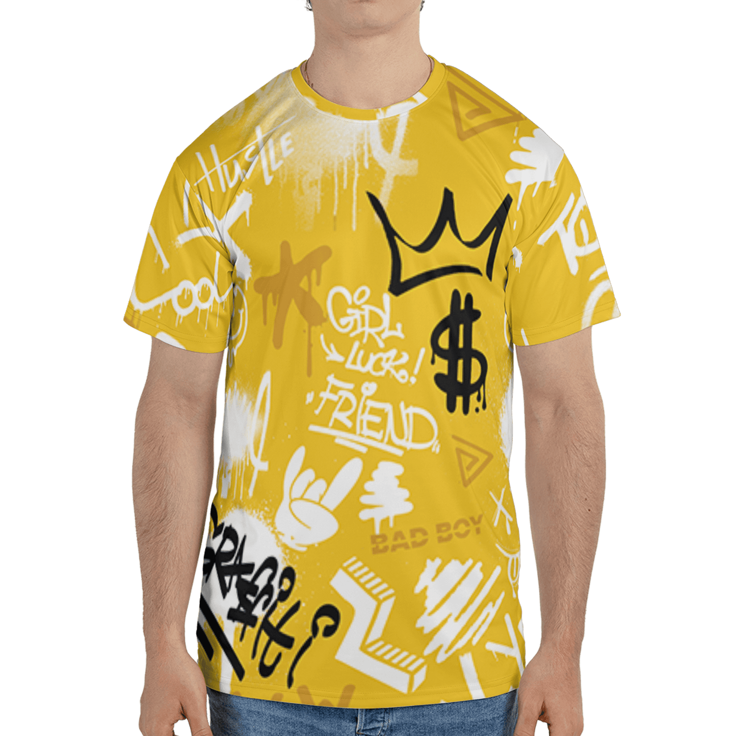 Yellow Ochre 6s T Shirt Match Graffiti King 3D All-Over Print Doodle Style - NastyJamz